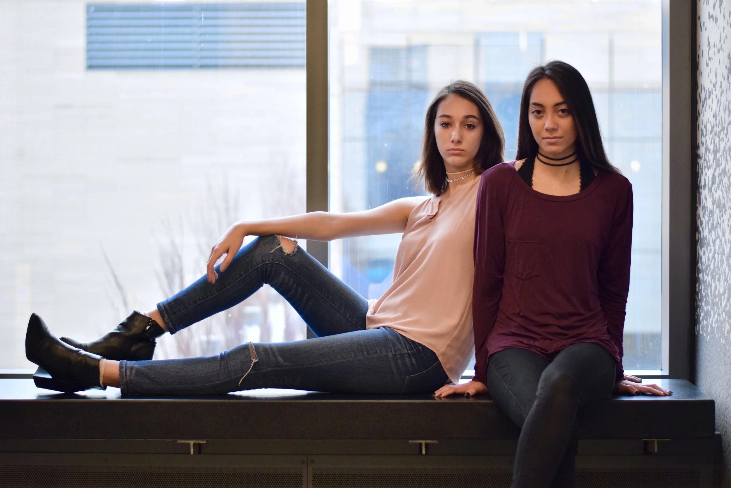 Gabrielle is wearing The Kendall II; Shereen is wearing The Gigi. 