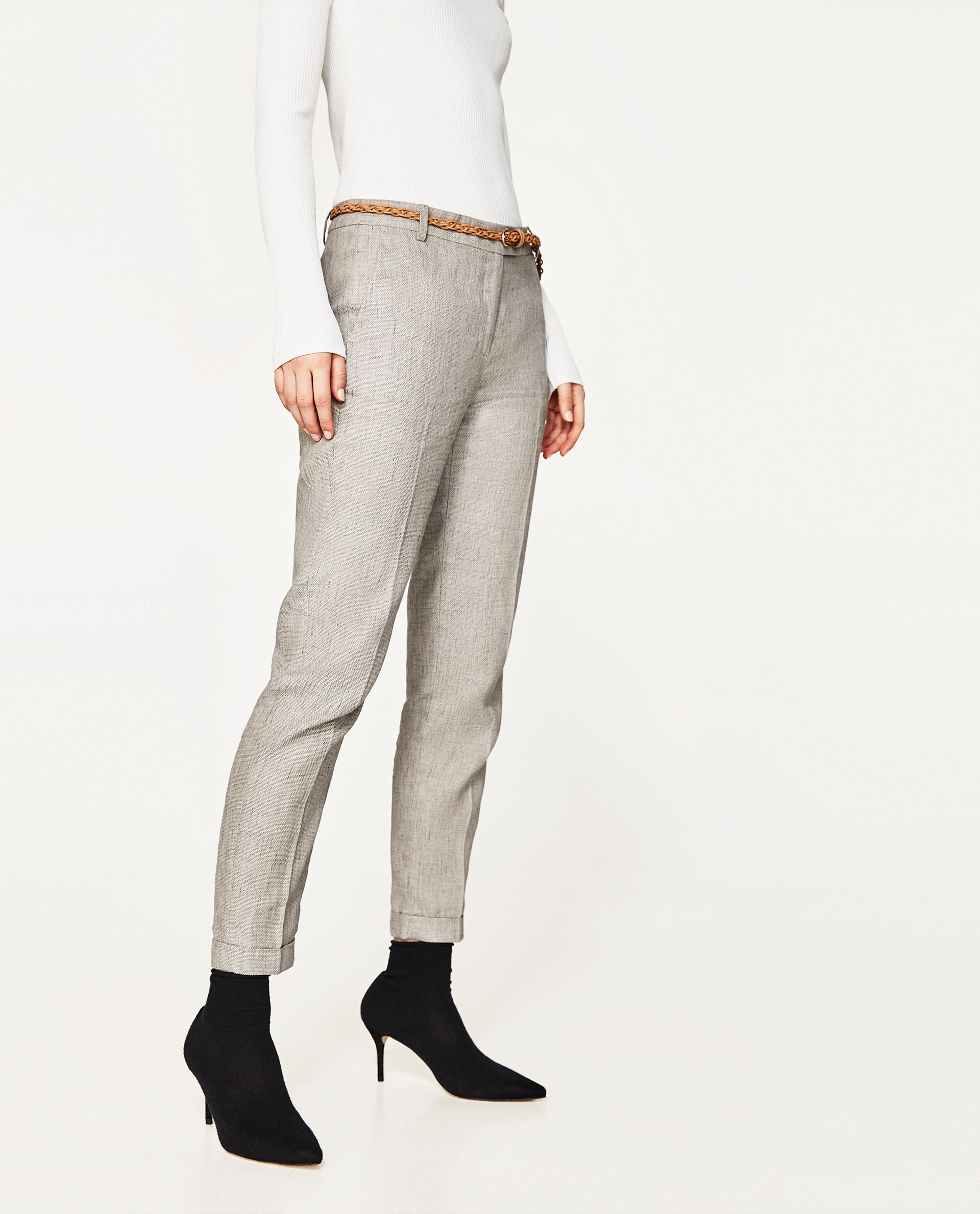 LINEN TROUSERS WITH BELT