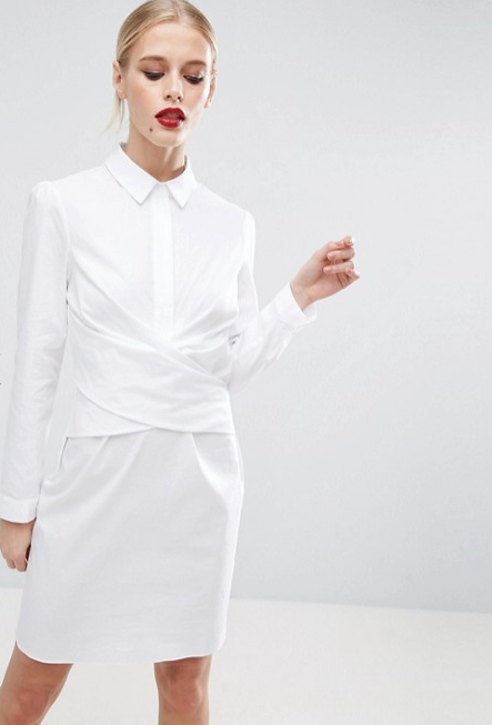 COTTON WRAP FRONT SHIRT DRESS
