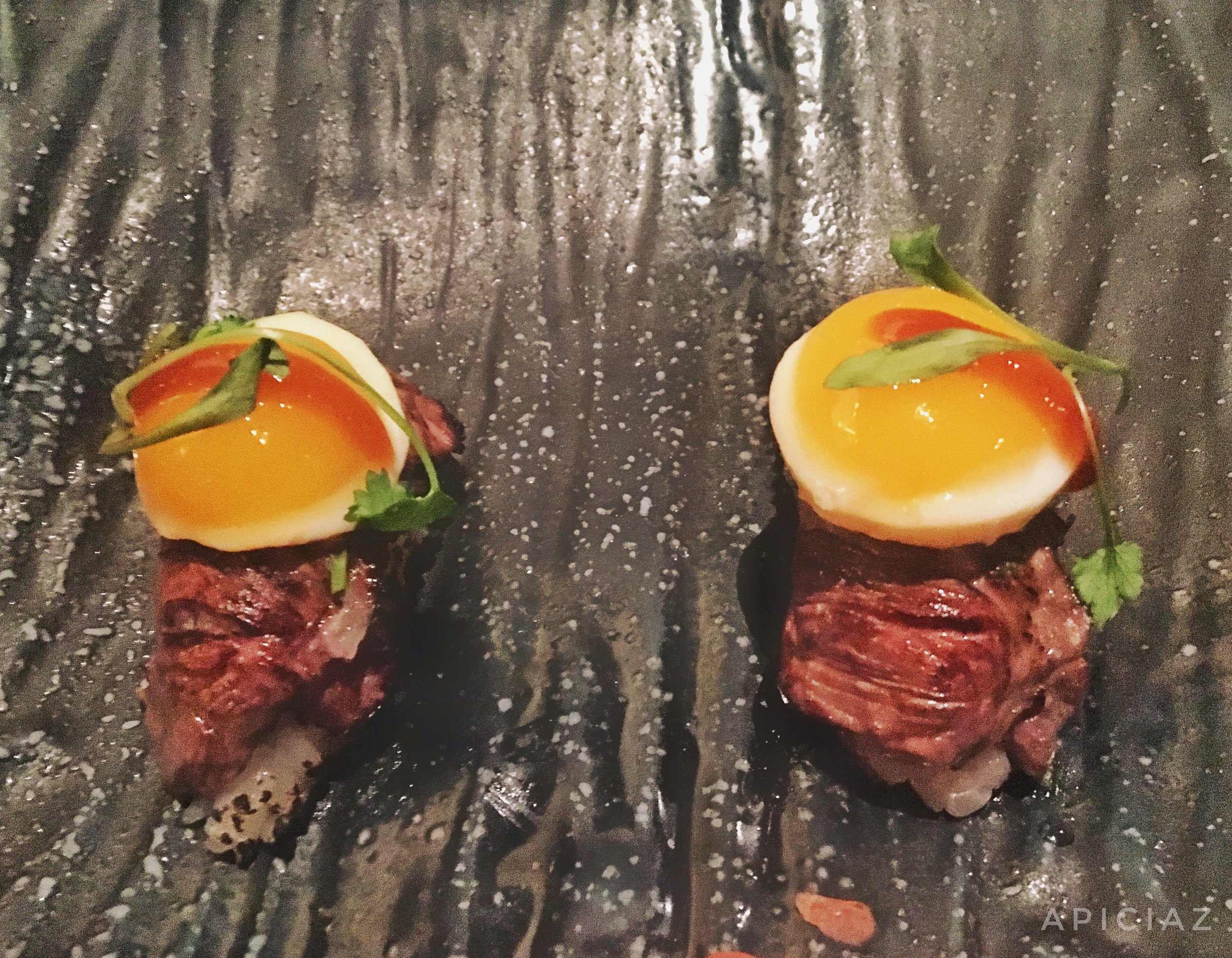 pobre skirt steak, quail egg, chalaca, ponzu gel