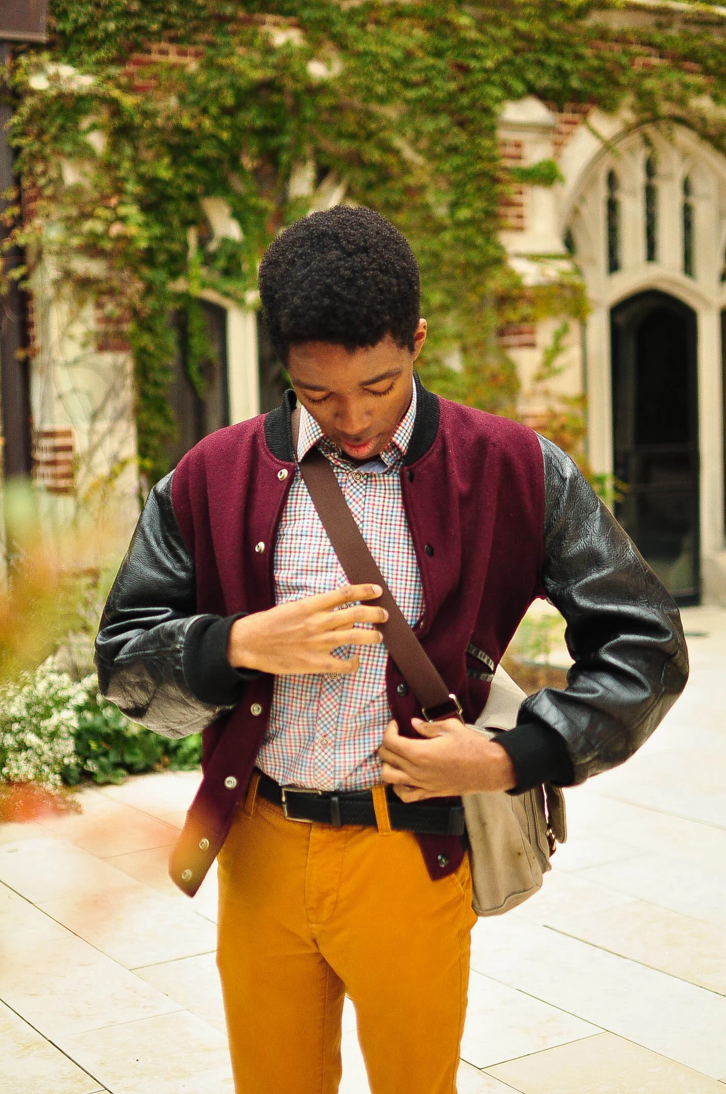 I'm wearing what might be my favorite jacket out of the two I wear; I got it at a thrift shop here, along with my pants. The shoes come from the thrift shop in the same place where I was visiting the same friend.