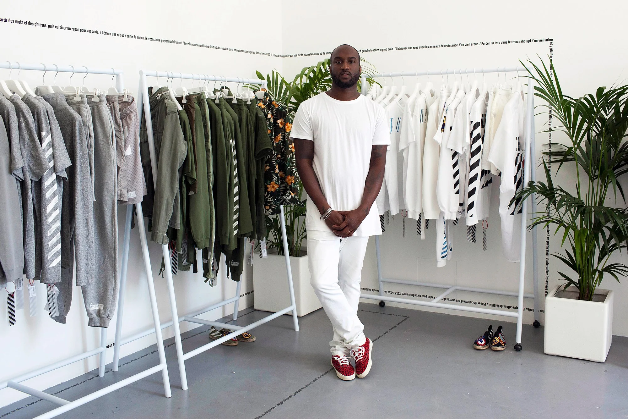 Abloh in his Off-white store. Image via