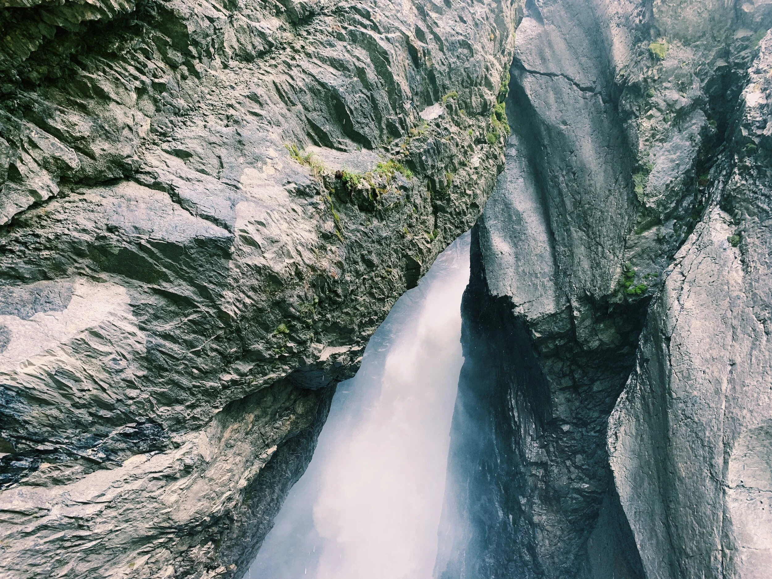 The Corkscrew chute view of the concealed waterfall
