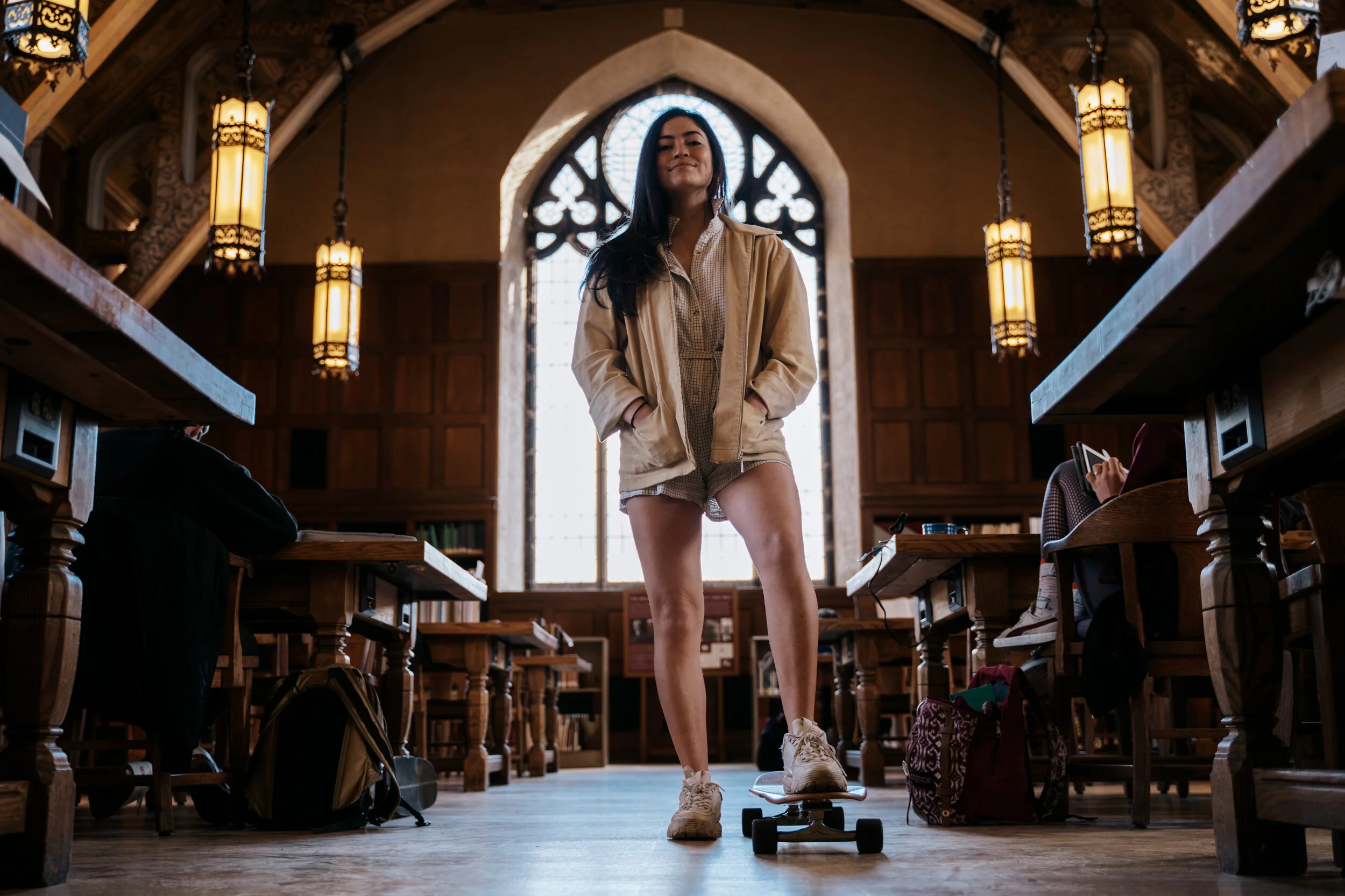 Romper from Buffalo Exchange (consignment store), Jacket from my roommate’s closet (we have an open closet policy and share everything ♡), Shoes are your well known basic FILAs, Big hoops from Forever21— for god knows what reason I lose big hoops al…