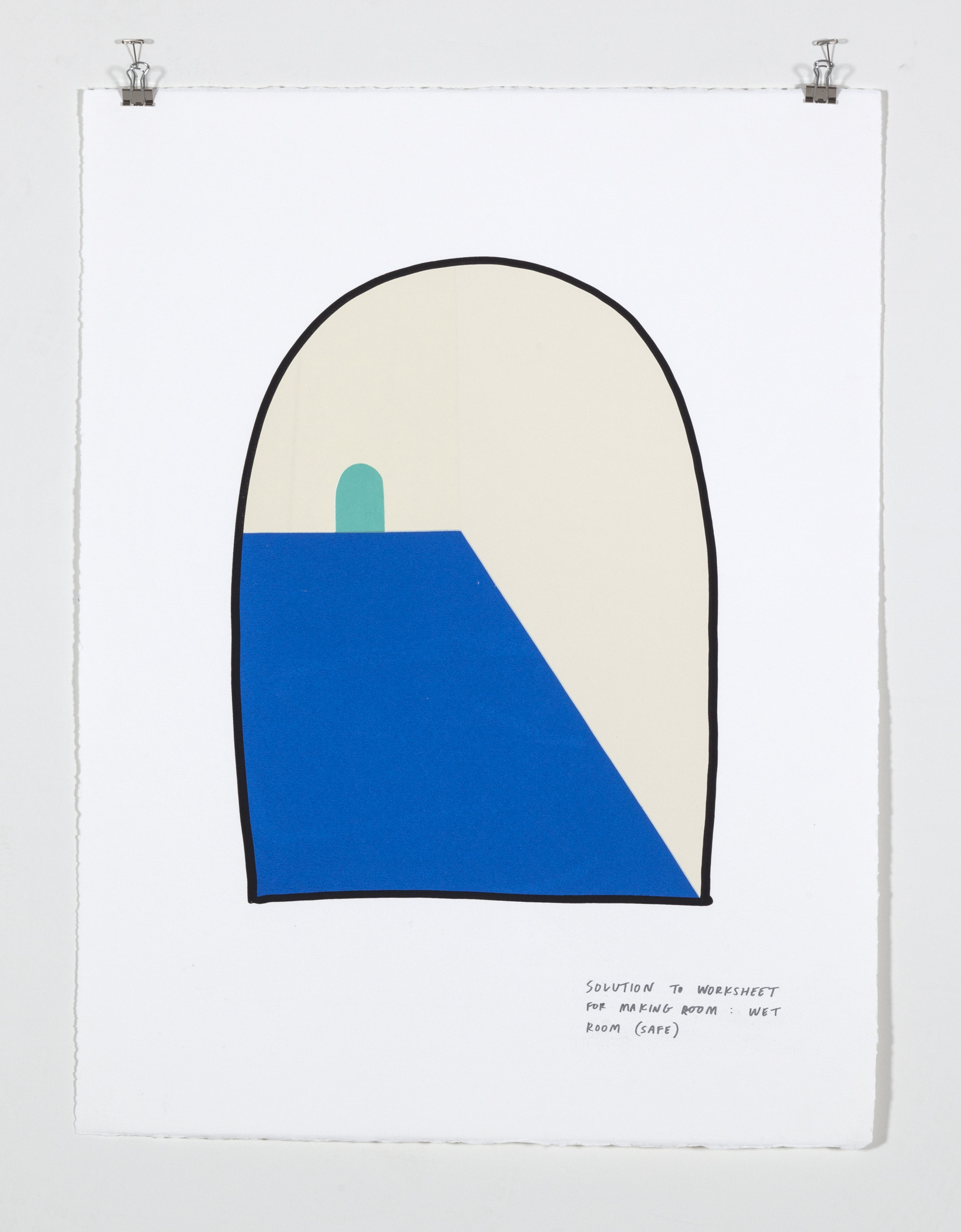    Solution to Worksheet for Making Room: Wet Room (Safe),  2018  Five color silkscreen print on paper 19 7/8 x 25 7/8 inches 