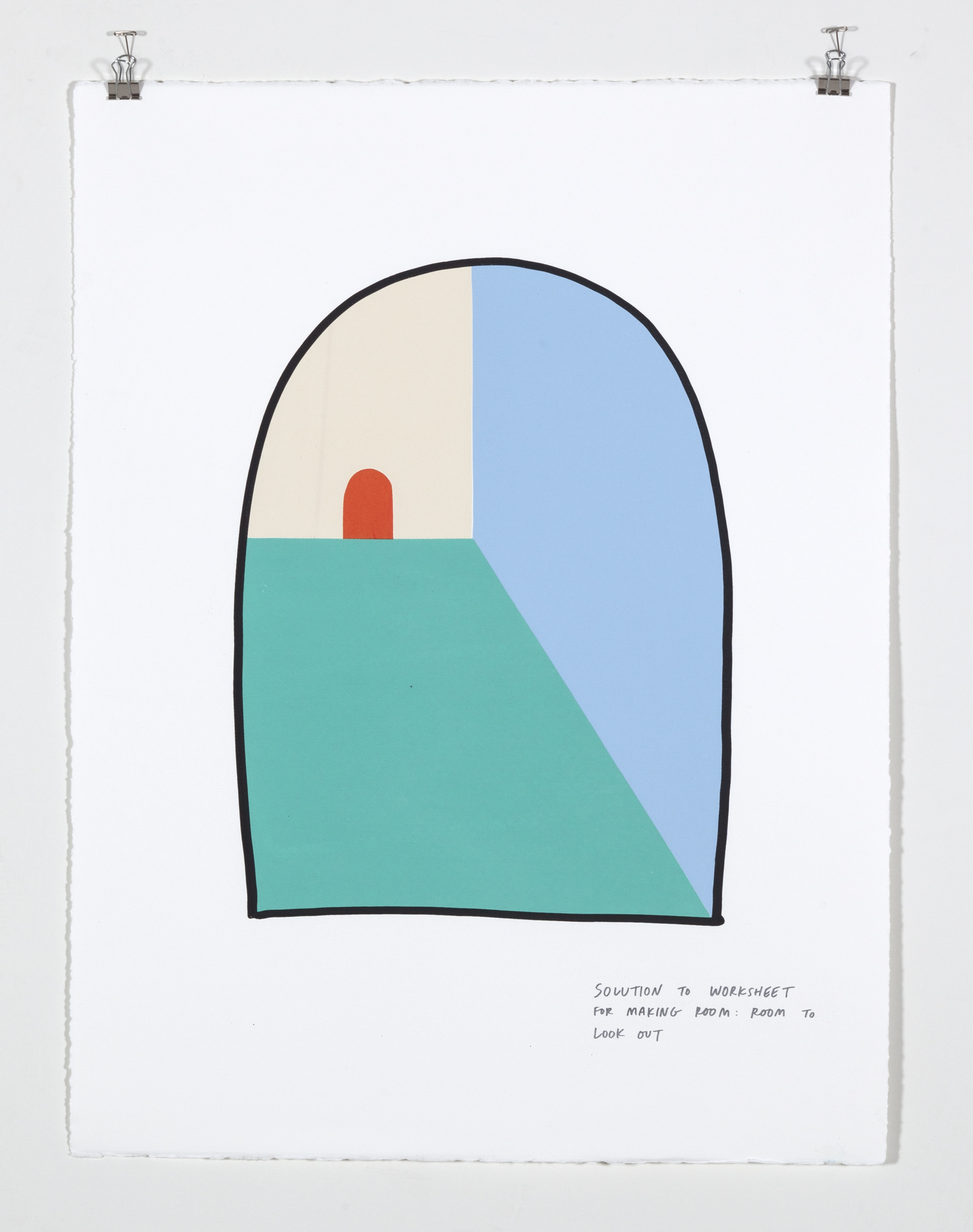    Solution to Worksheet for Making Room: Room to Look Out,  2018  Six color silkscreen print on paper 19 7/8 x 25 7/8 inches 