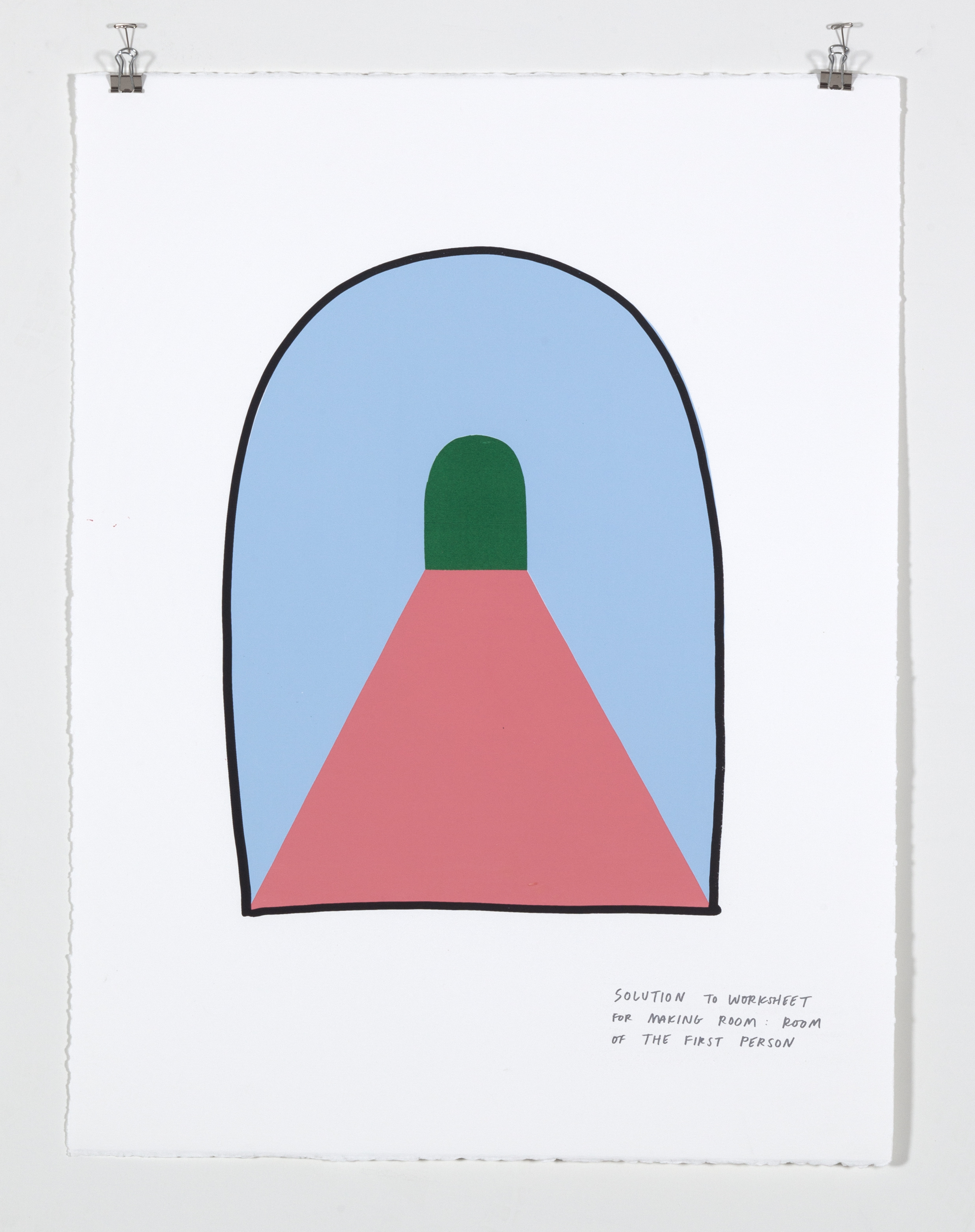    Solution to Worksheet for Making Room: Room of the First Person,  2018  Five color silkscreen print on paper 19 7/8 x 25 7/8 inches 