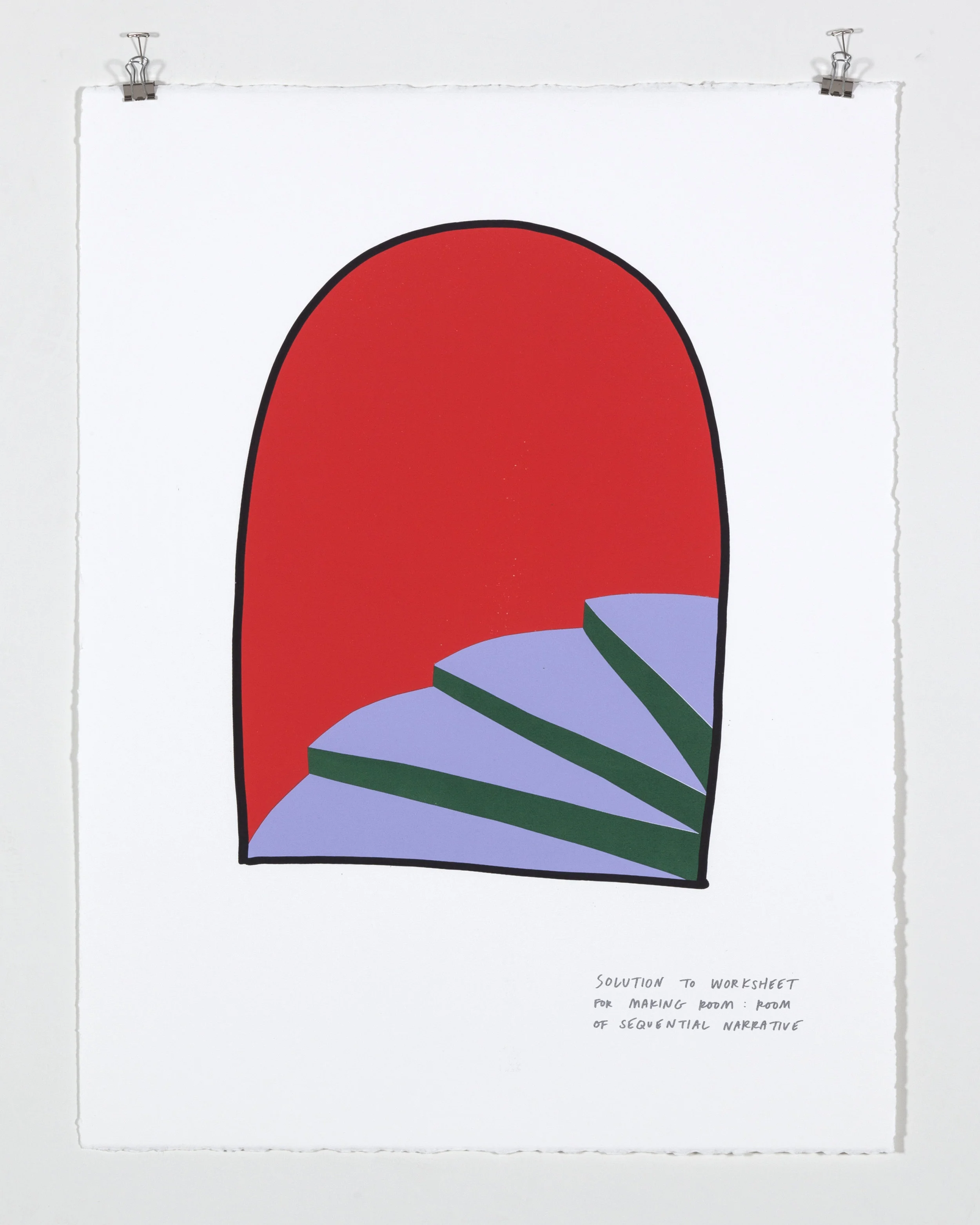 Solution to Worksheet for Making Room: Room of Sequential Narrative, 2018 Five color silkscreen print on paper 19 7/8 x 25 7/8 inches