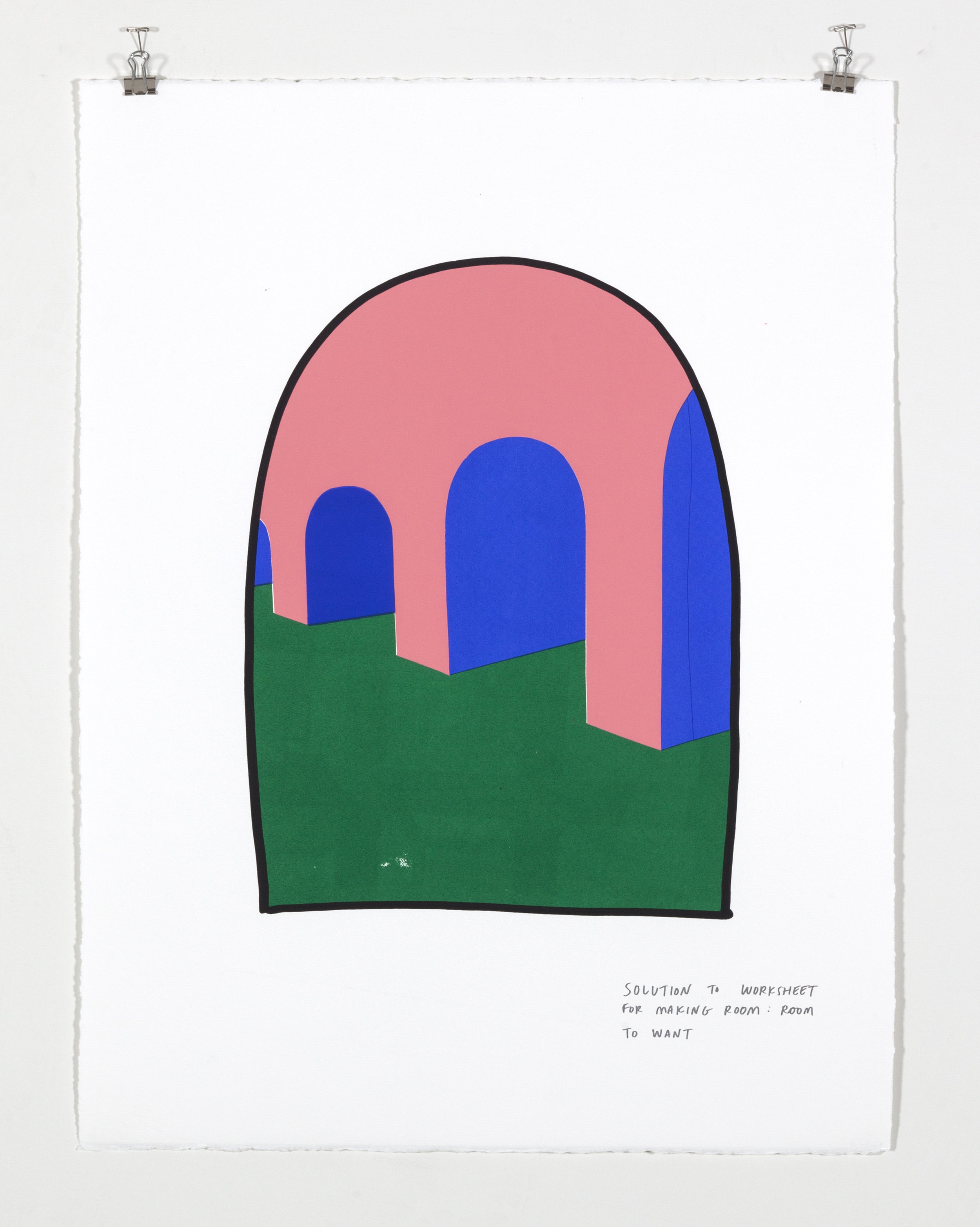    Solution to Worksheet for Making Room: Room to Want,  2018  Five color silkscreen print on paper 19 7/8 x 25 7/8 inches 