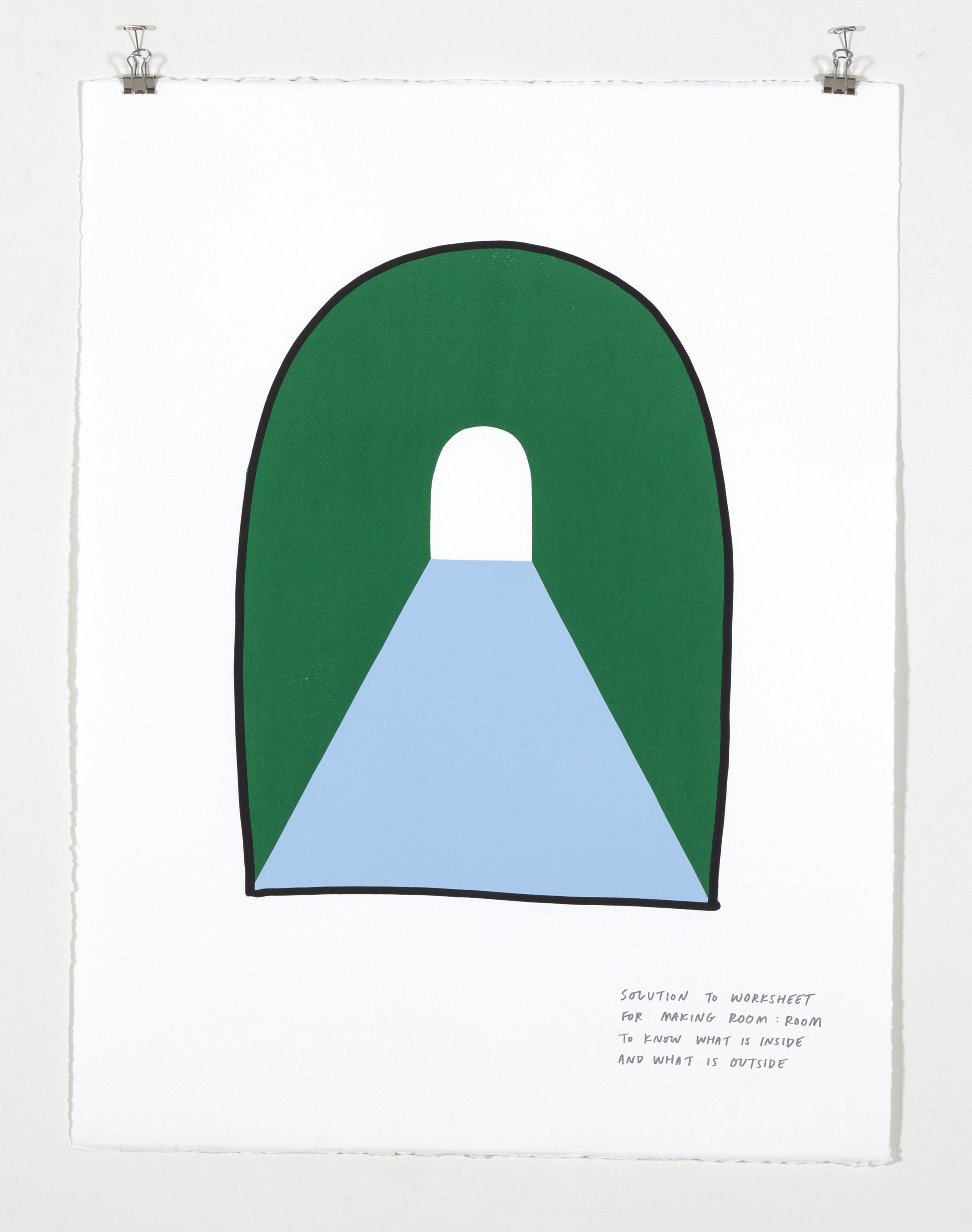    Solution to Worksheet for Making Room: Room to Know What Is Inside and What Is Outside,  2018  Four color silkscreen print on paper 19 7/8 x 25 7/8 inches 