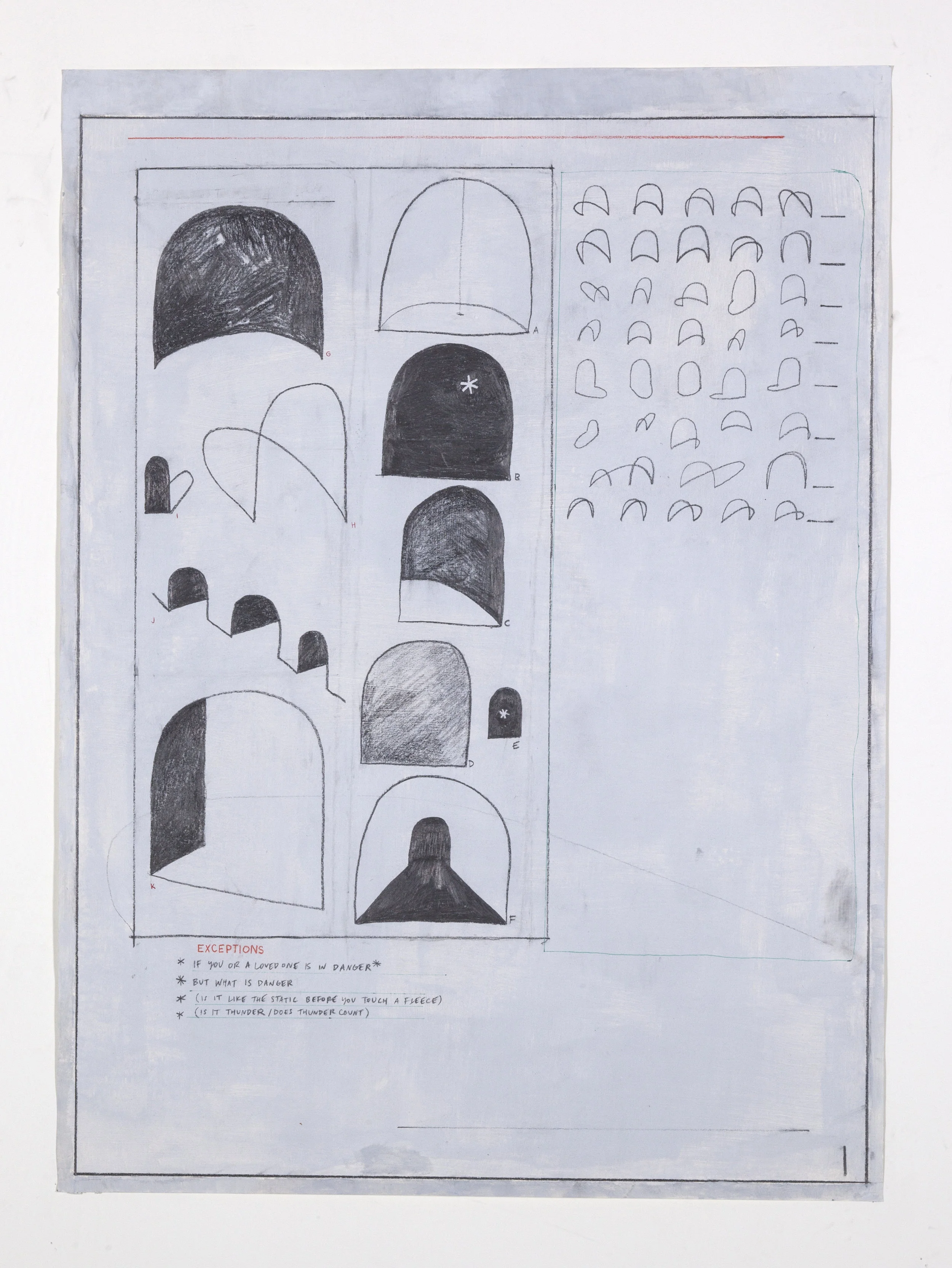 Worksheet for Leaving, 2016 Acrylic paint, graphite and ink on paper 25 x 34 inches