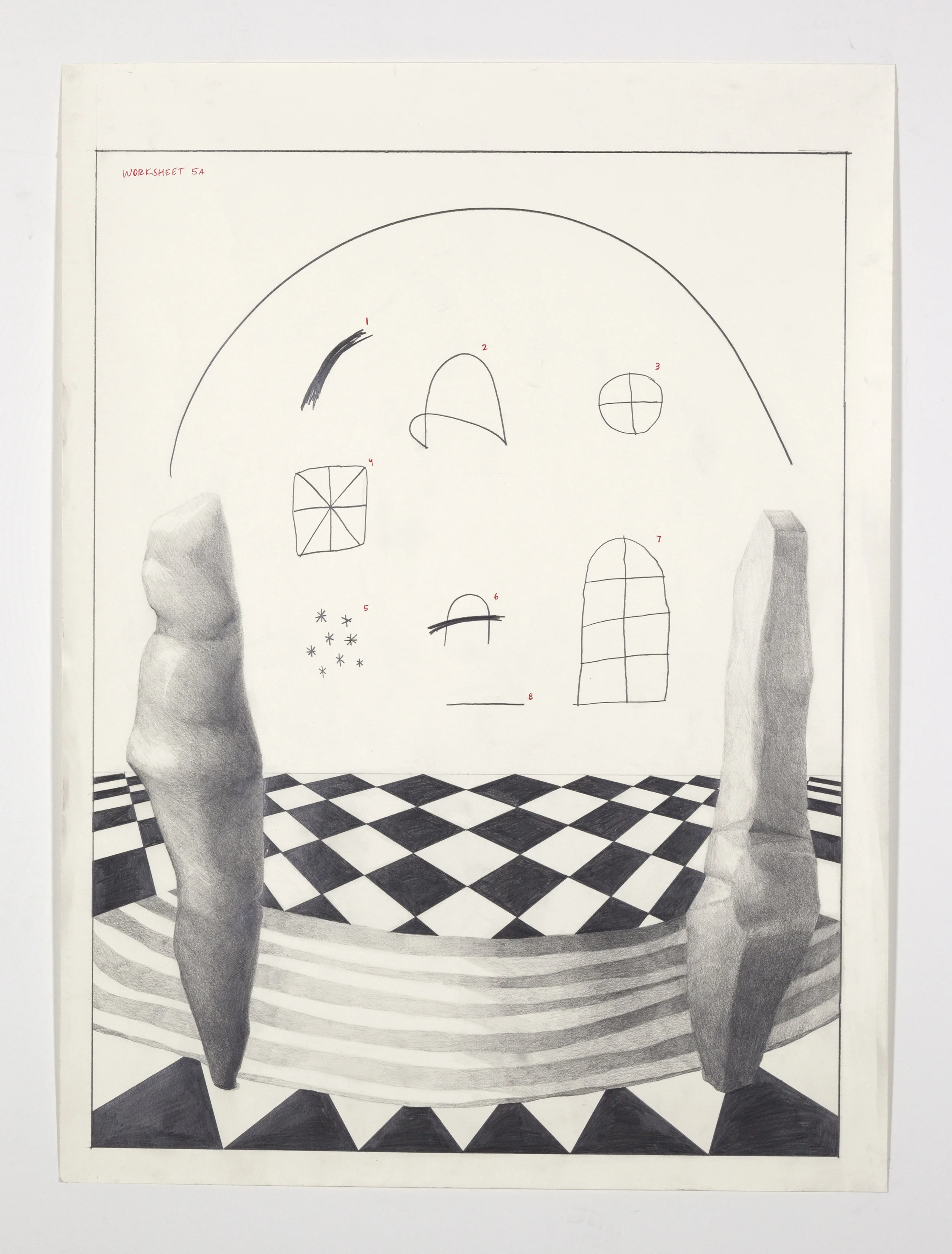 Worksheet 5a, 2017 Graphite and ink on paper 25 x 34 inches