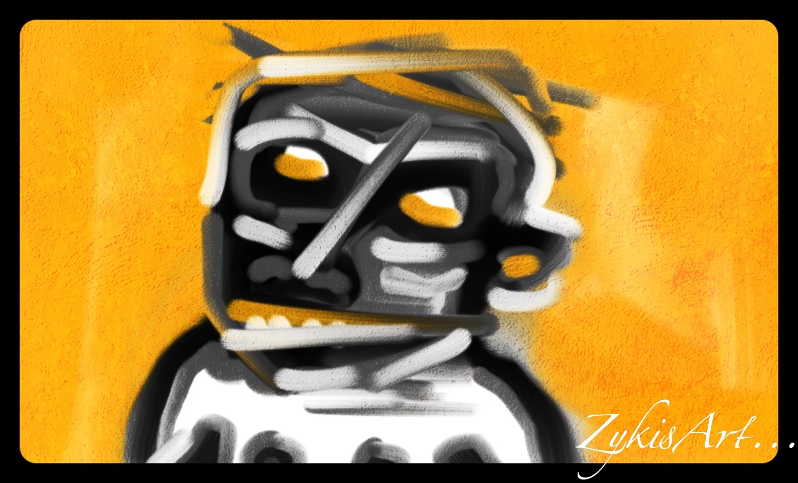 Autoportrait sur fond orange