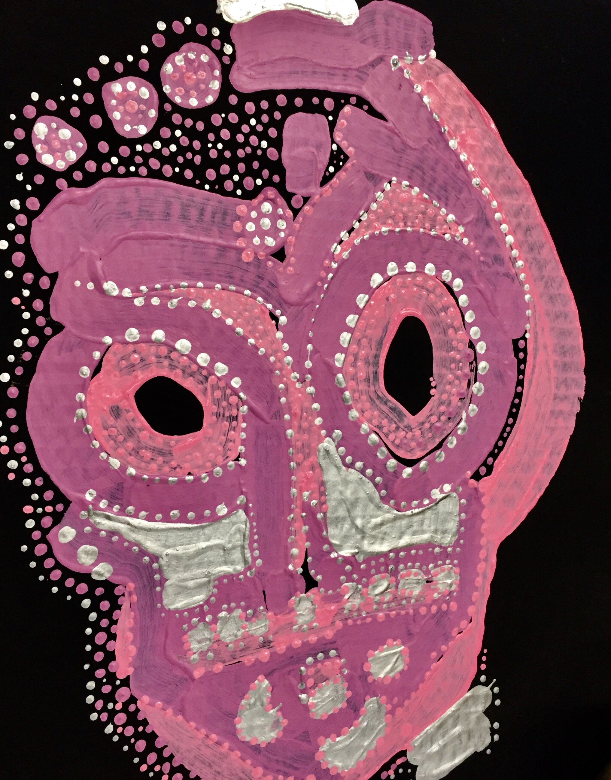 Skull face pink and silver