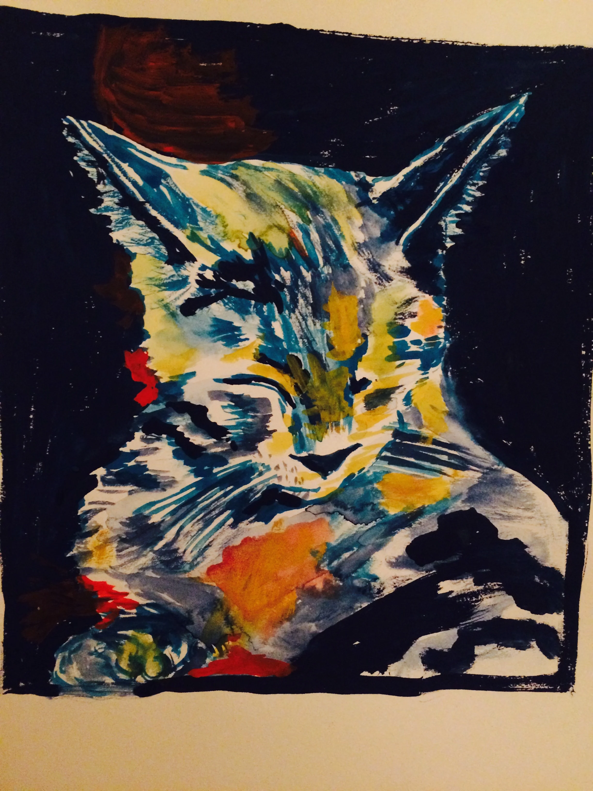 loveacat. roscoe, i freaking love you. friend's cat, gouache.