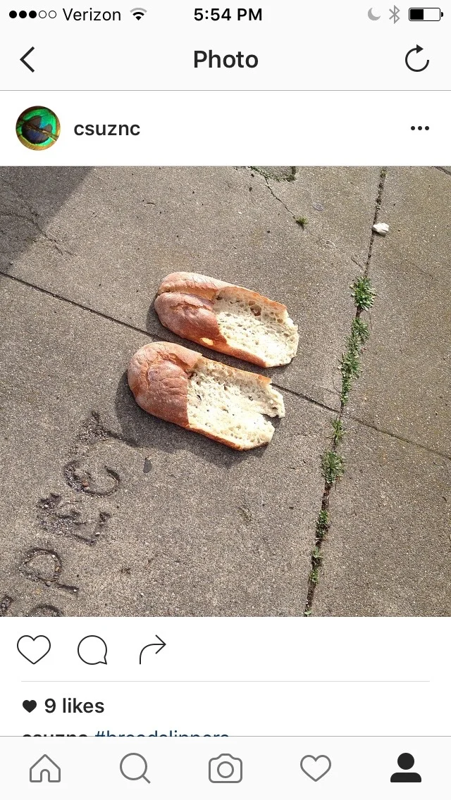 bread slippers. love takes many forms. happy valentine's