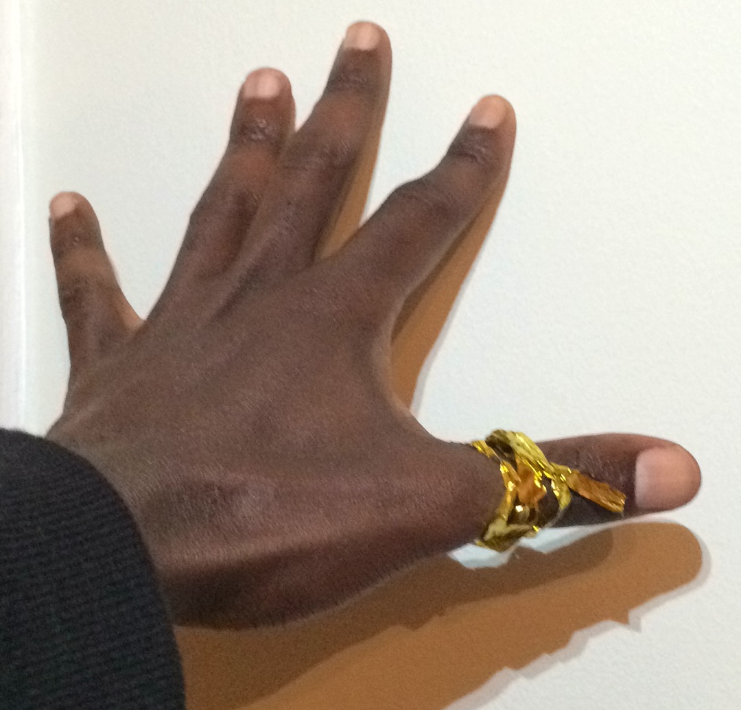 ring series, alexi, gold plastic holographic tape