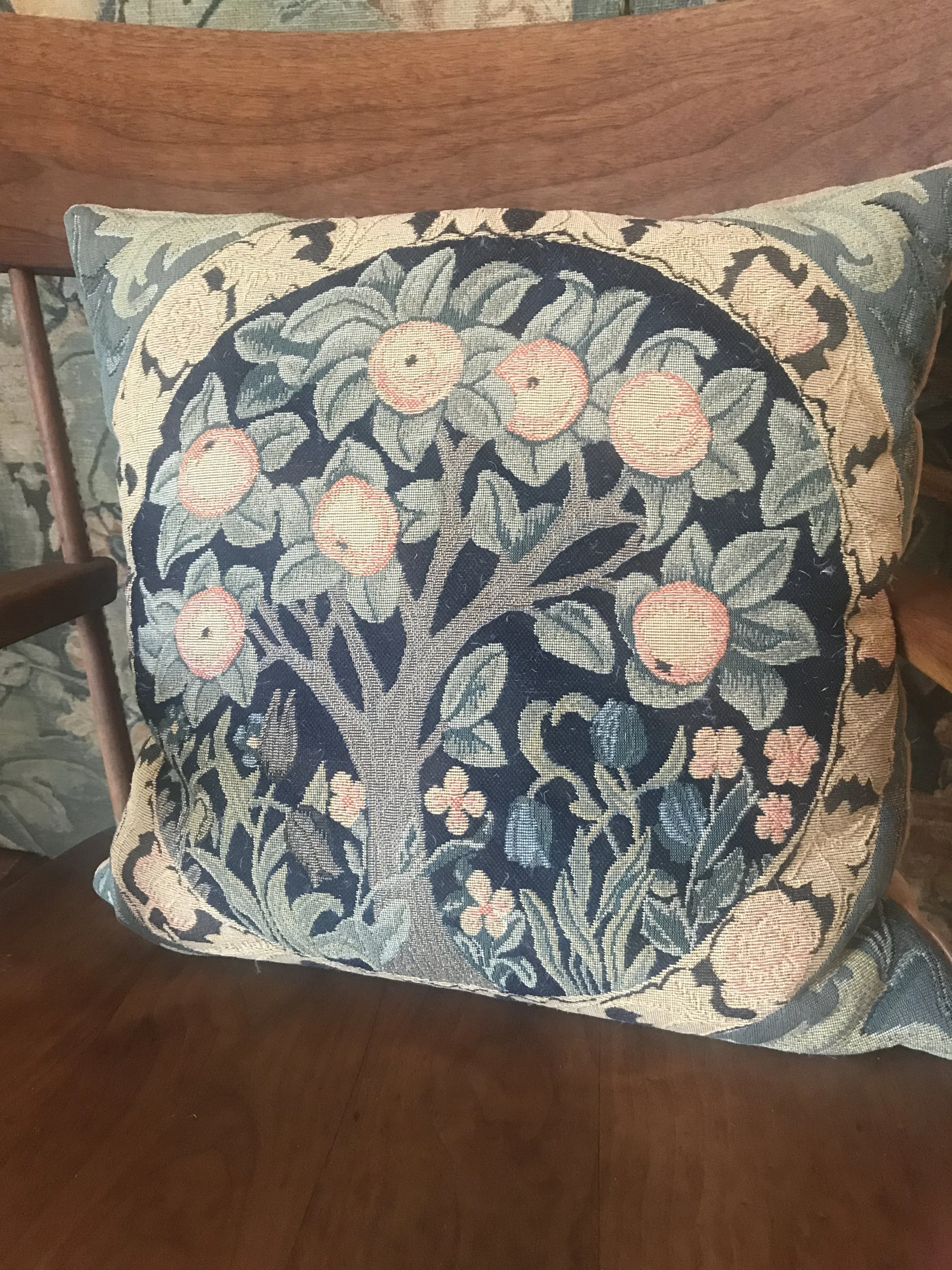 Vintage Custom Tapestry Style Pillow  - French Orangerie Style