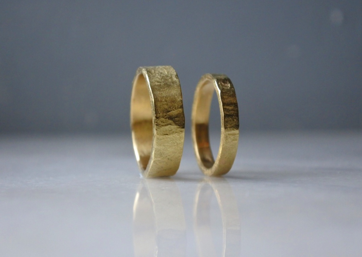 Two Hoops to Go around a Finger | 18ct Forged Bands