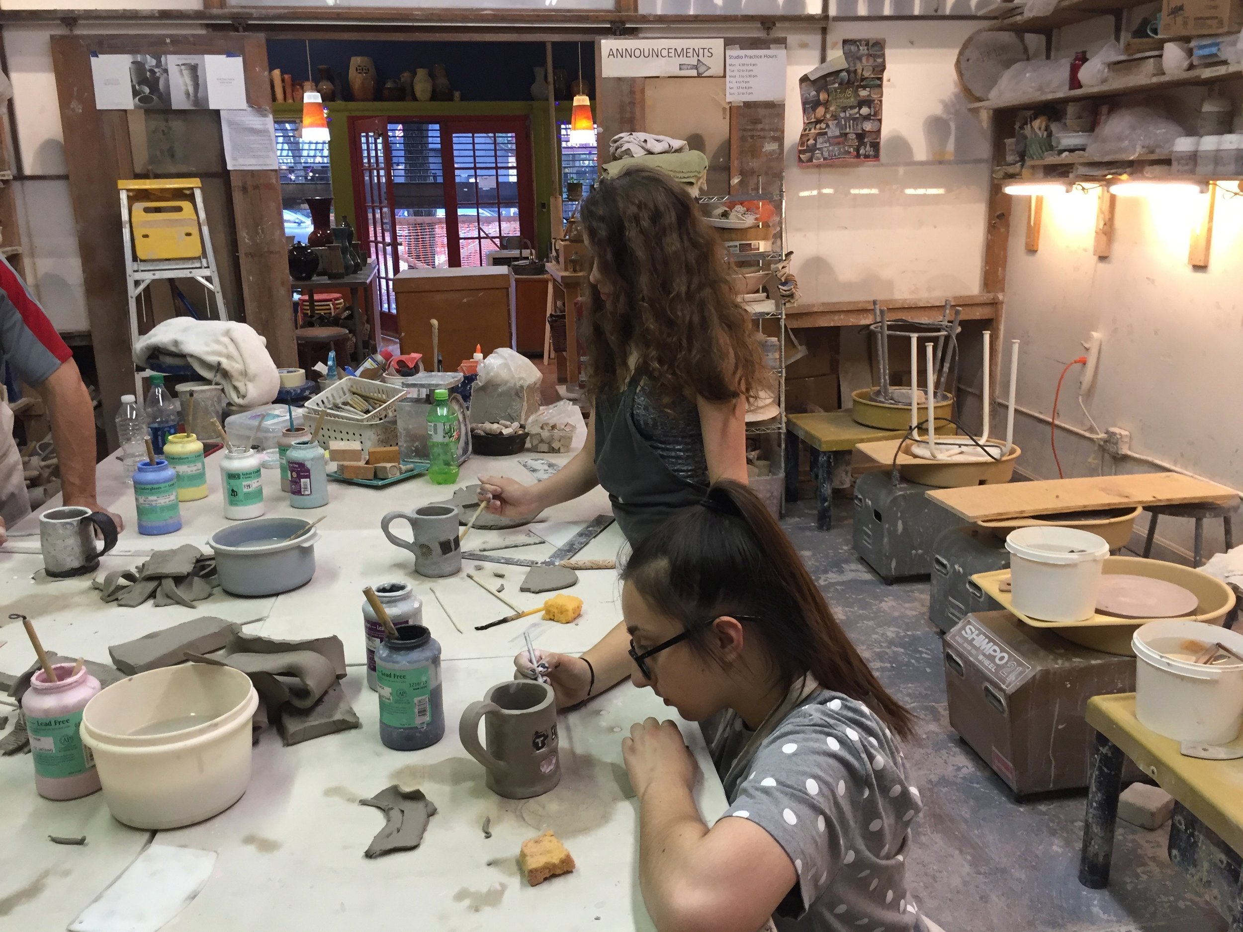 Family making mugs!
