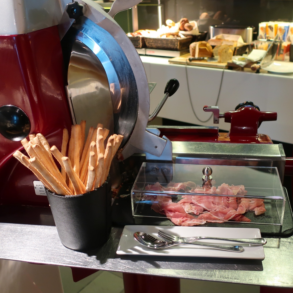 Freshly Shaved Prosciutto - Lufthansa First Class Terminal Photo: Calvin Wood