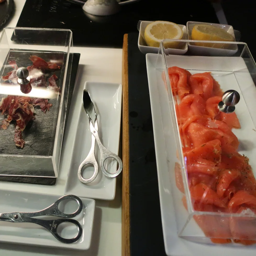 Smoked Salmon - First Class Lounge Frankfurt Photo: Calvin Wood