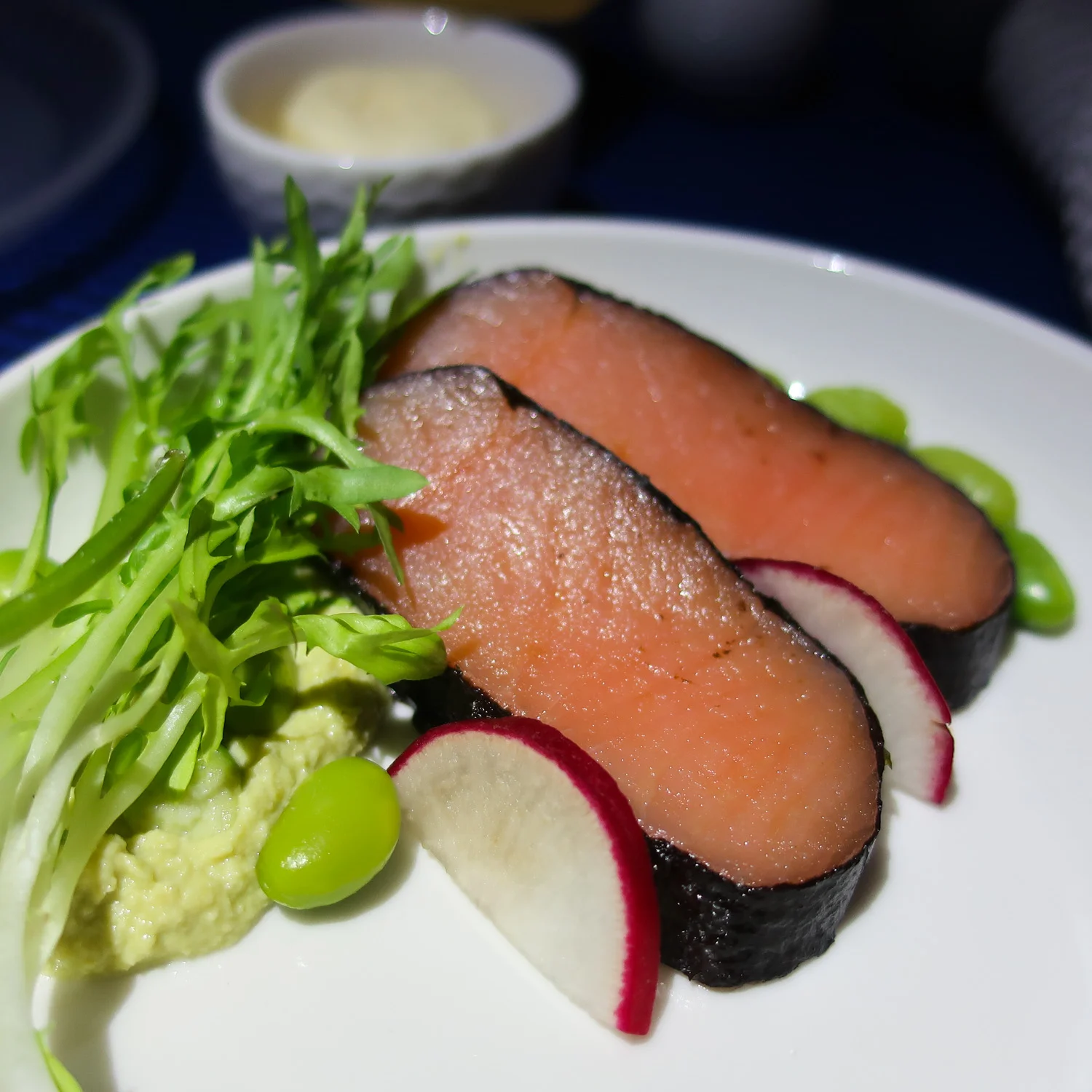 Business Class Appetizer - LAX-Melbourne - United Photo: Calvin Wood