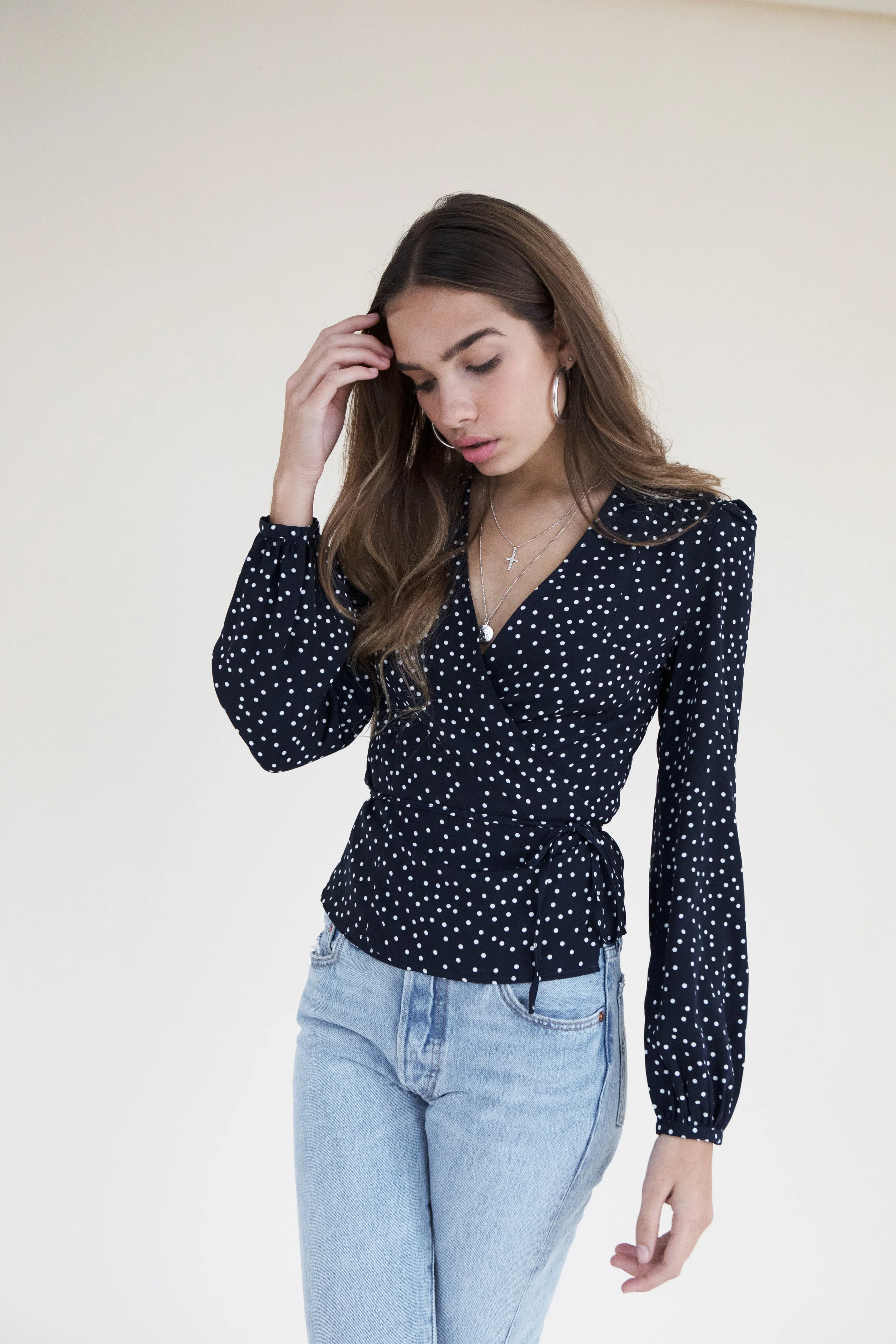 SISTERHOOD LUCIA BLOUSE NAVY SPOT3.jpg