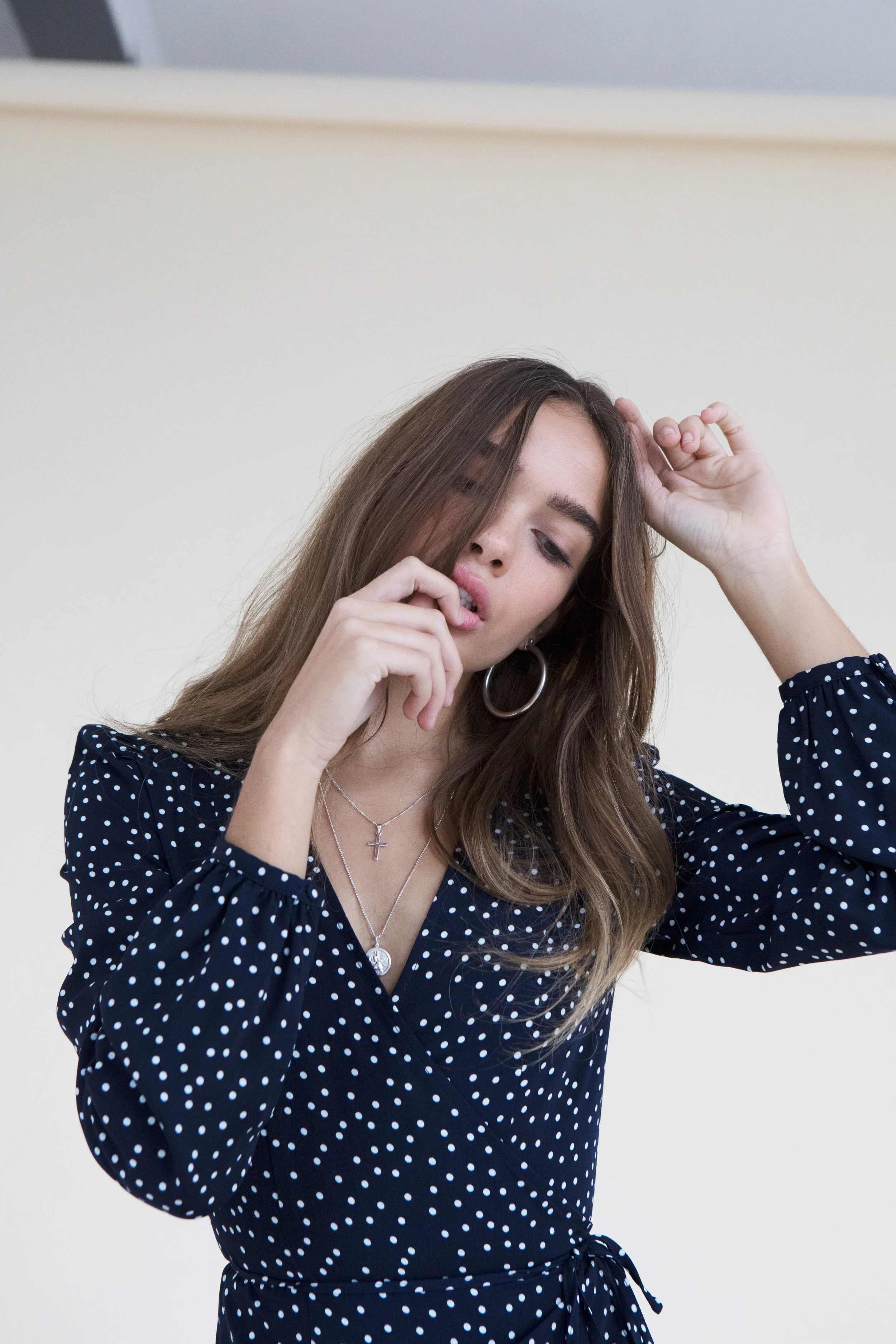 SISTERHOOD LUCIA BLOUSE NAVY SPOT33.jpg
