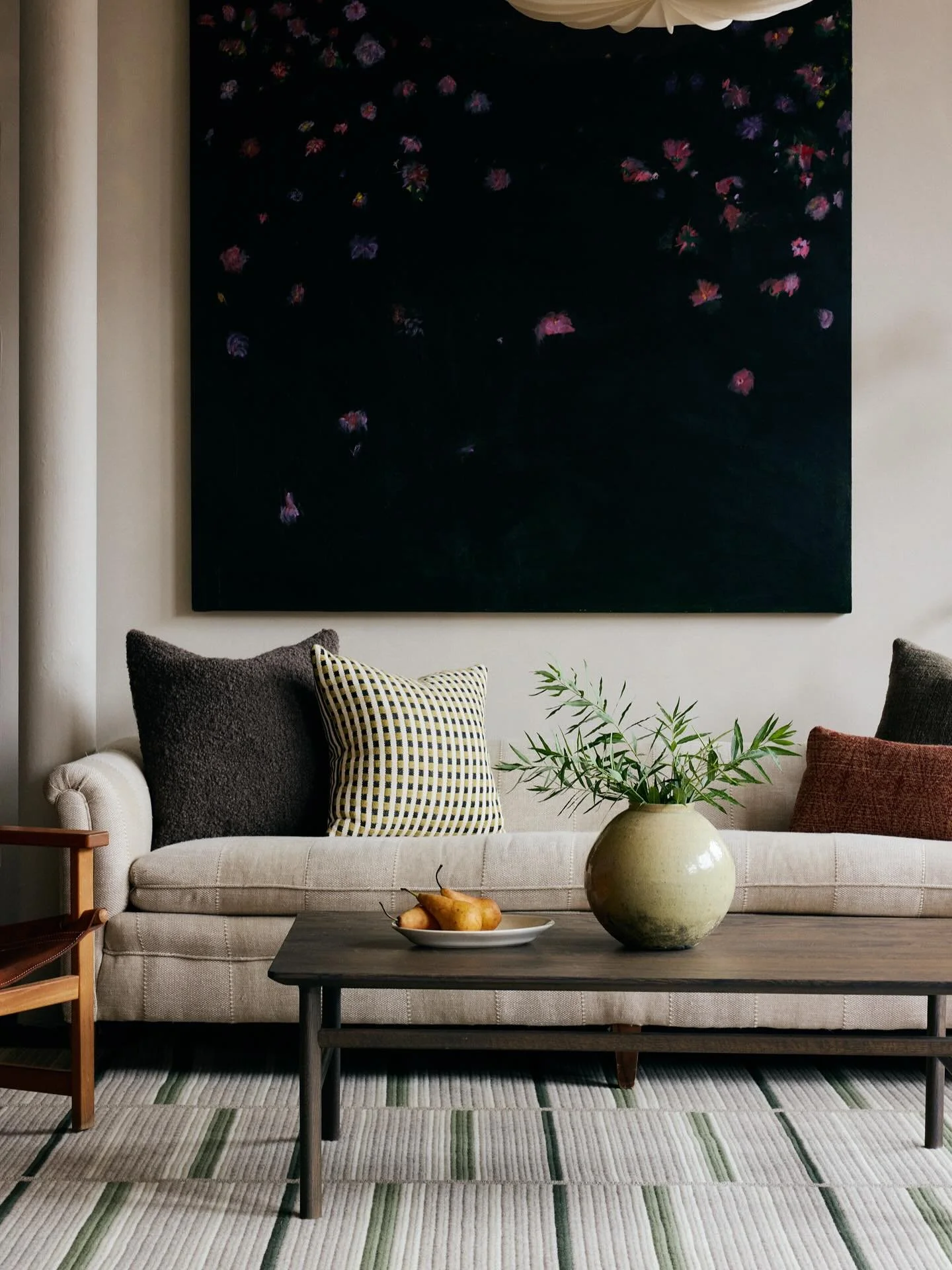 Our Offset Stripe Rug || A combination of texture and color in a simple, repeating pattern. Handcrafted in Rhode Island from natural wool yarns and custom made to order. #thayerdesignstudio
#thayerdesignstudiorugs 
#customrugs