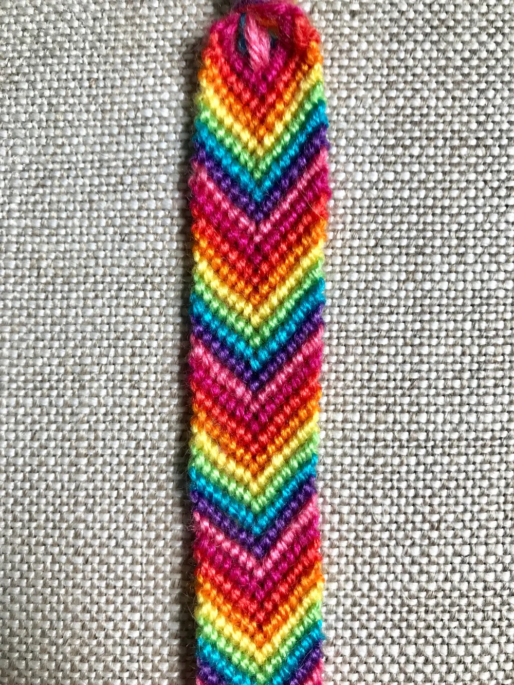 18. Continue as established, working rows starting with the outermost threads until you reach the desired length (mine measured 5”/13cm).