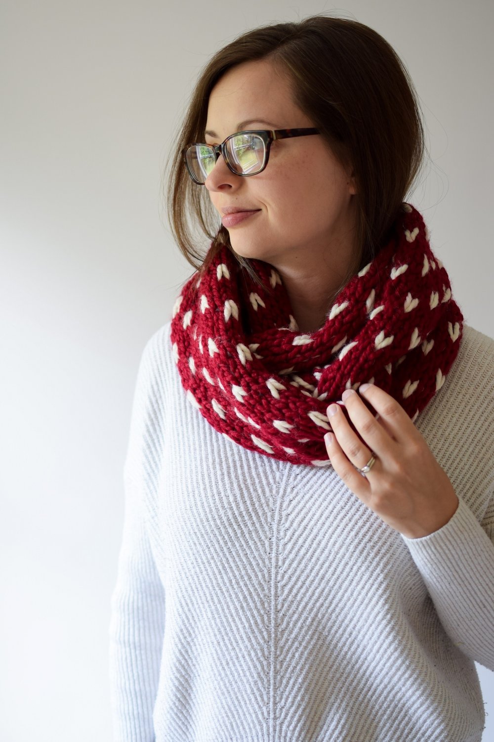 Little Hearts Infinity Scarf by Knifty Knittings