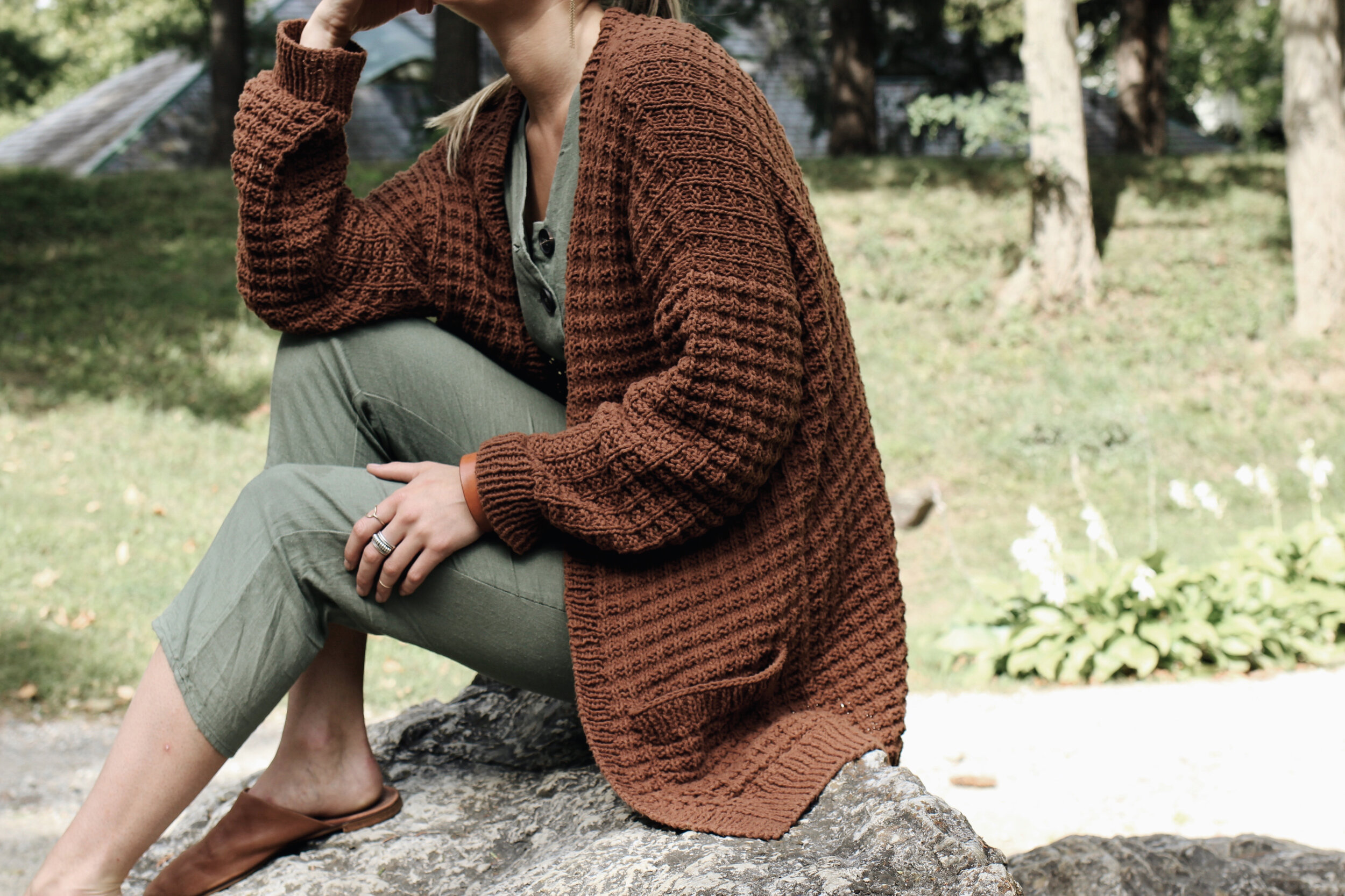 Campsite Waffle Cardigan Pattern — Two of Wands