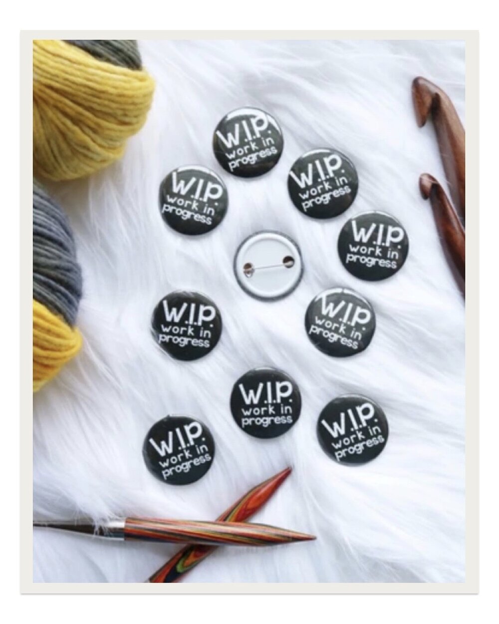 Leave it to Toni of TL Yarn Crafts to create the CUTEST modern knit and crochet accessories. Her mugs from a few years ago are still my go-to for morning coffee and tea, and her collection of pins like these “Work in Progress” ones are the perfect stocking stuffer.