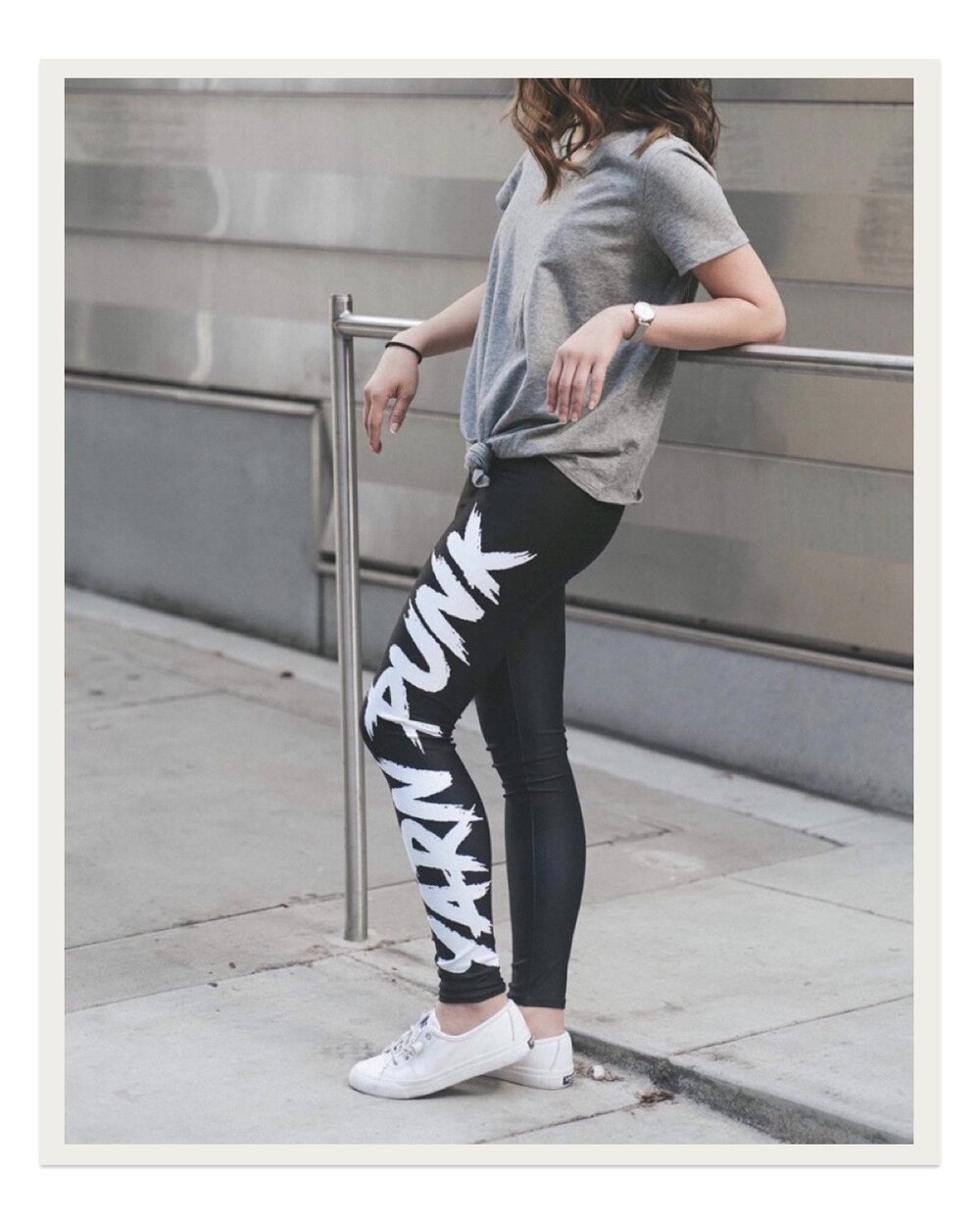 Probably the coolest and most modern “maker” apparel I’ve seen, these Yarn Punk leggings are SO comfortable and stretchy. I’ve worn them to the gym, running errands, and at home while lounging and they are some of my fave comfy pants. The addition of the “yarn punk” text makes them so fun and cool!