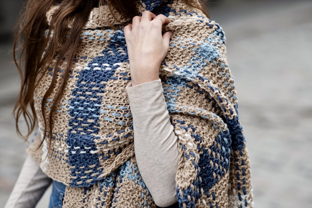 Waterbury Plaid Blanket Scarf pattern by Two of Wands