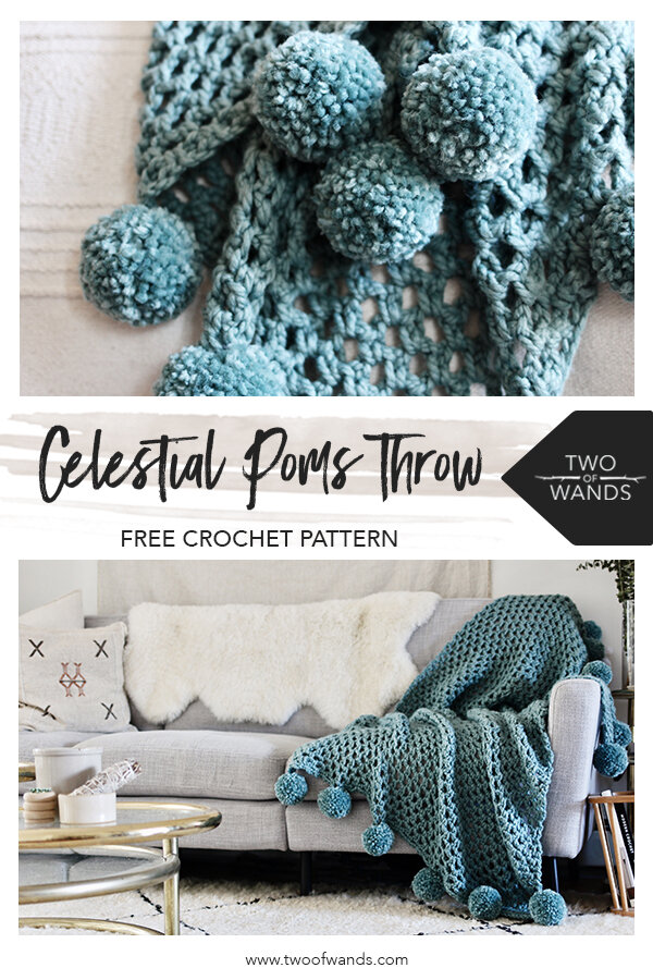 Celestial Poms Throw Pattern by Two of Wands