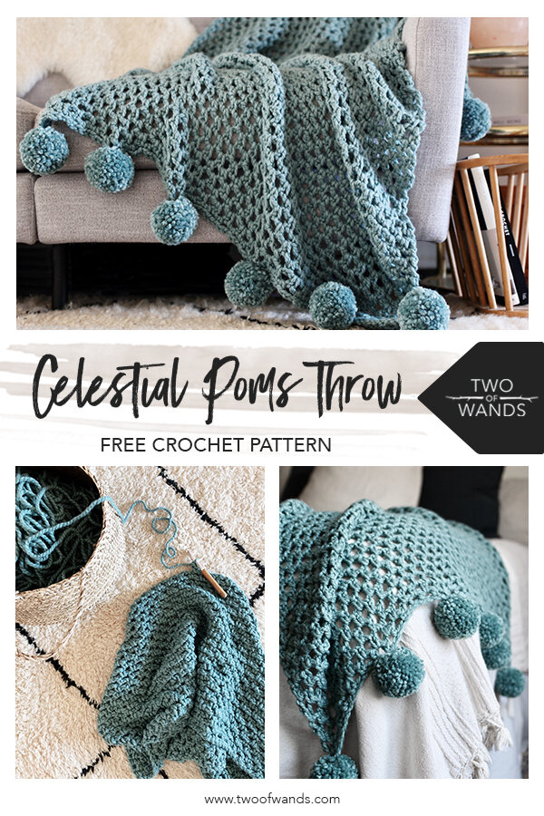 Celestial Poms Throw Pattern by Two of Wands