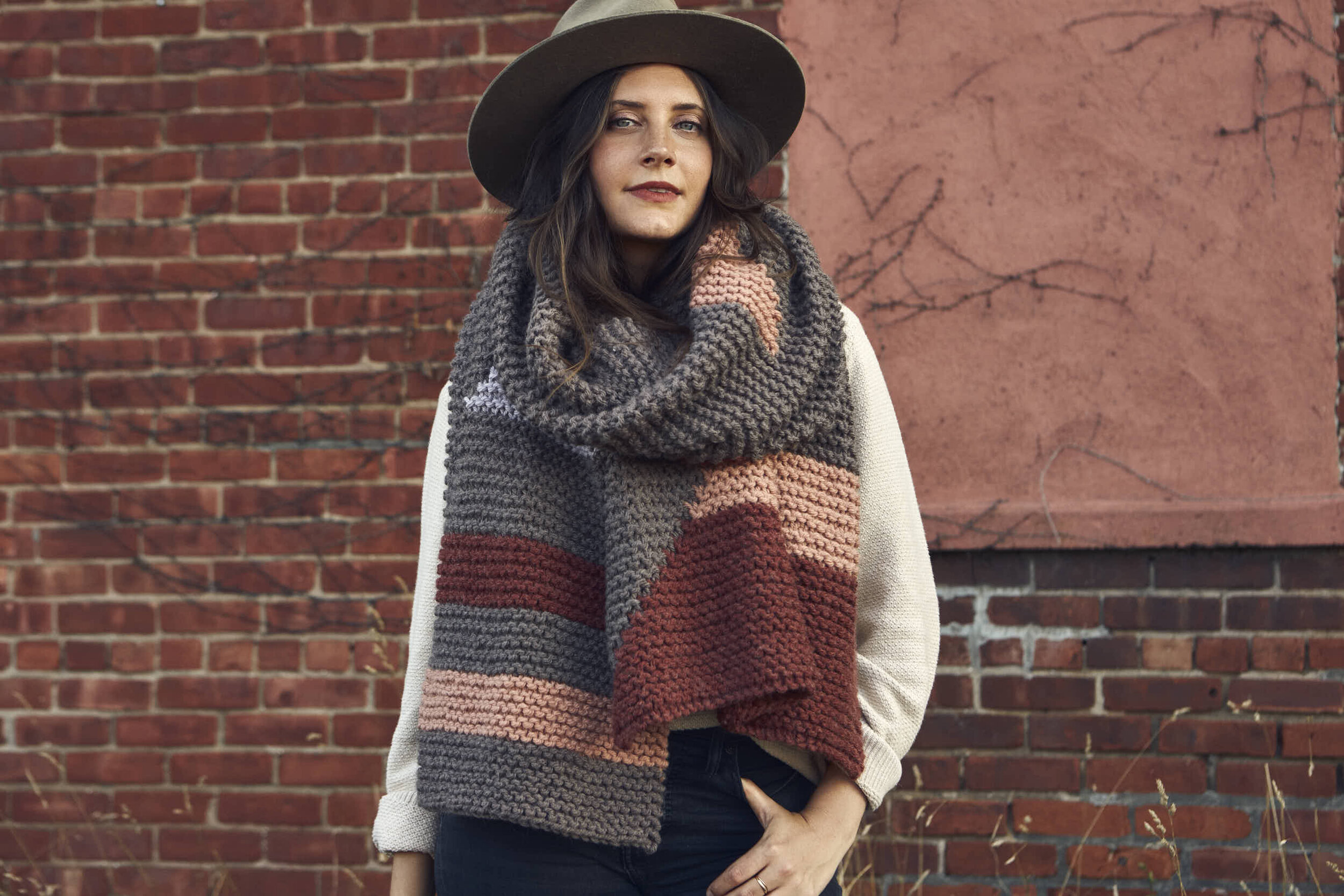 Hue + Me: Level Up Blanket Scarf FREE Knitting Pattern — Two of Wands
