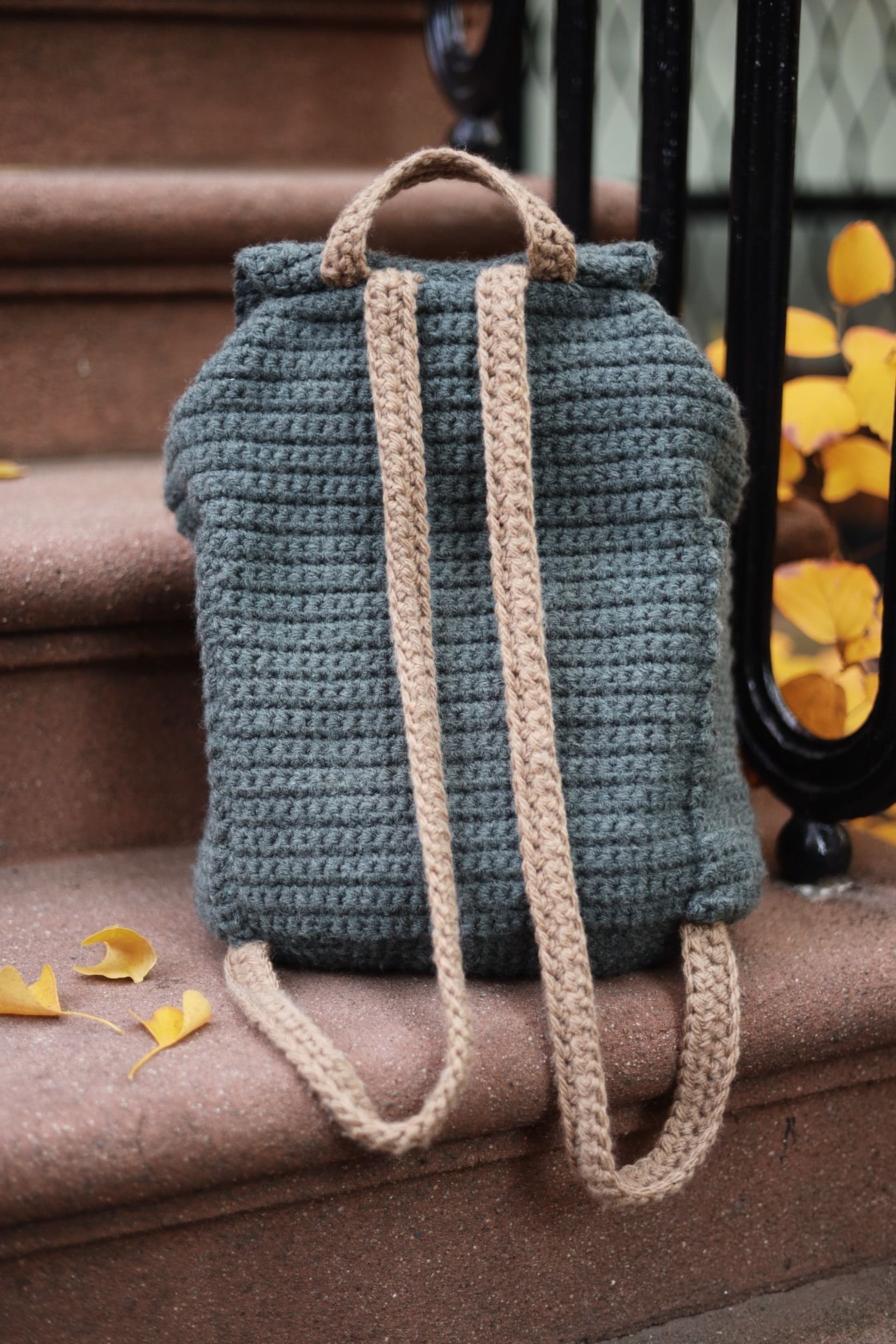 Mount Bank building Sober Rec Club Backpack Crochet Pattern — Two of Wands