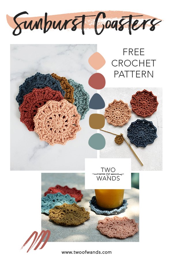 Sunburst Coasters Pattern by Two of Wands