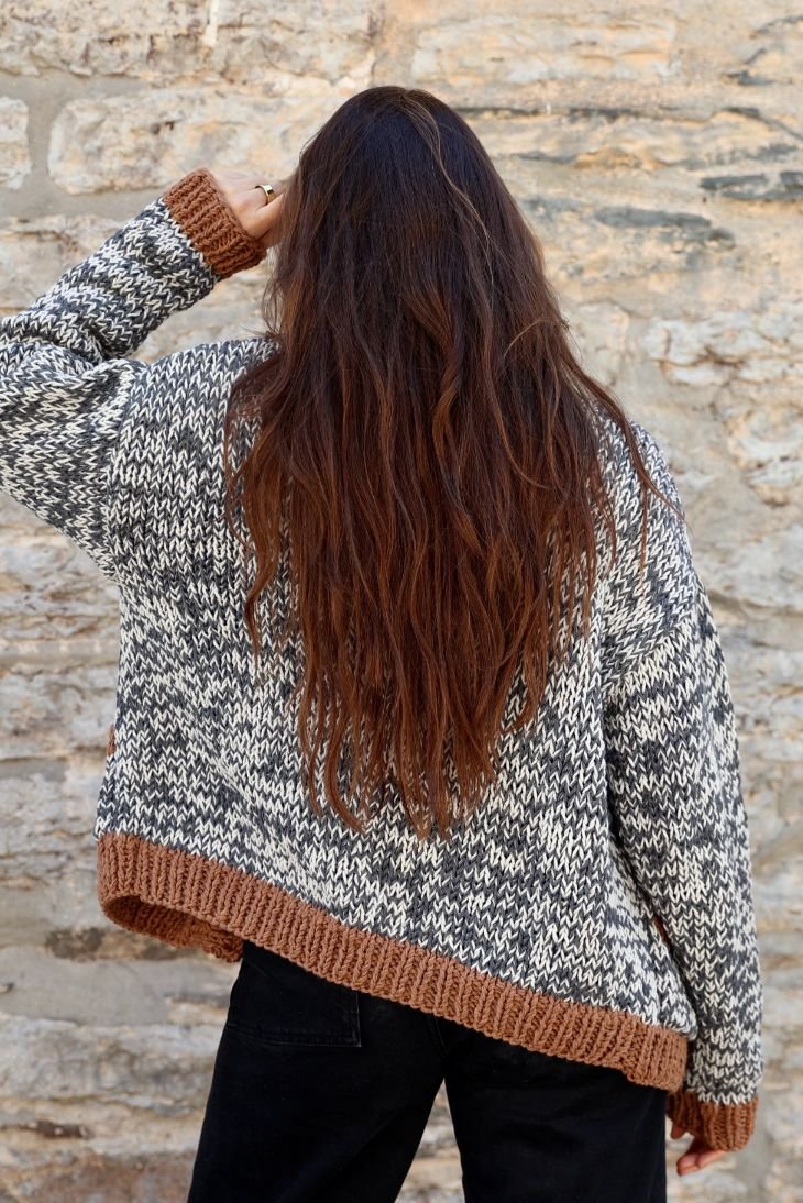 Emerson Cardigan - Airy Stripe Knit :: Meringue main image 1