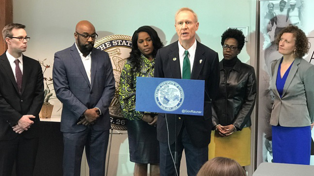 Gov. Rauner discusses signing the Neighborhood Safety Act. (Lisa Fielding/WBBM)