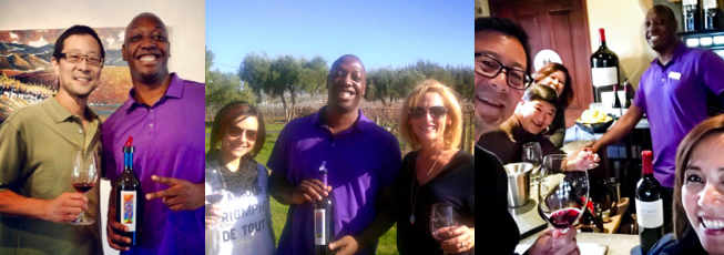 Hunter with friends he made while at Darcie Kent Vineyards.