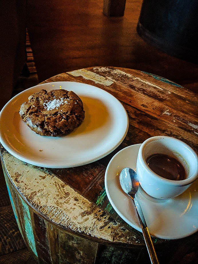 Chocolate chunk cookie and espresso
