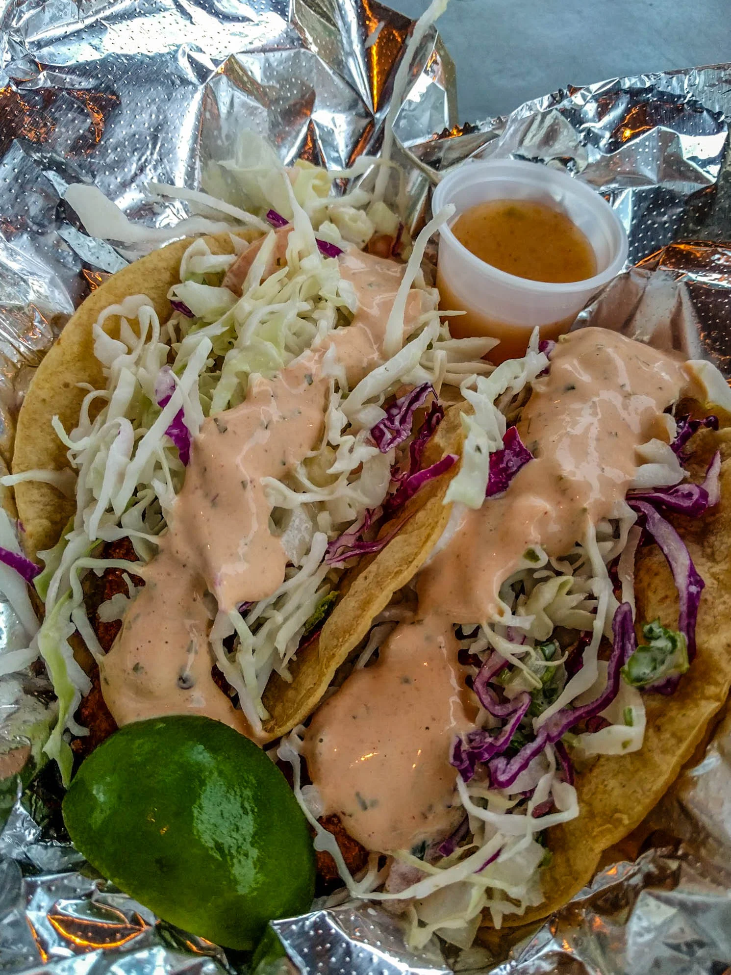 Superior fish tacos from Tresbe in Ocean Park. 