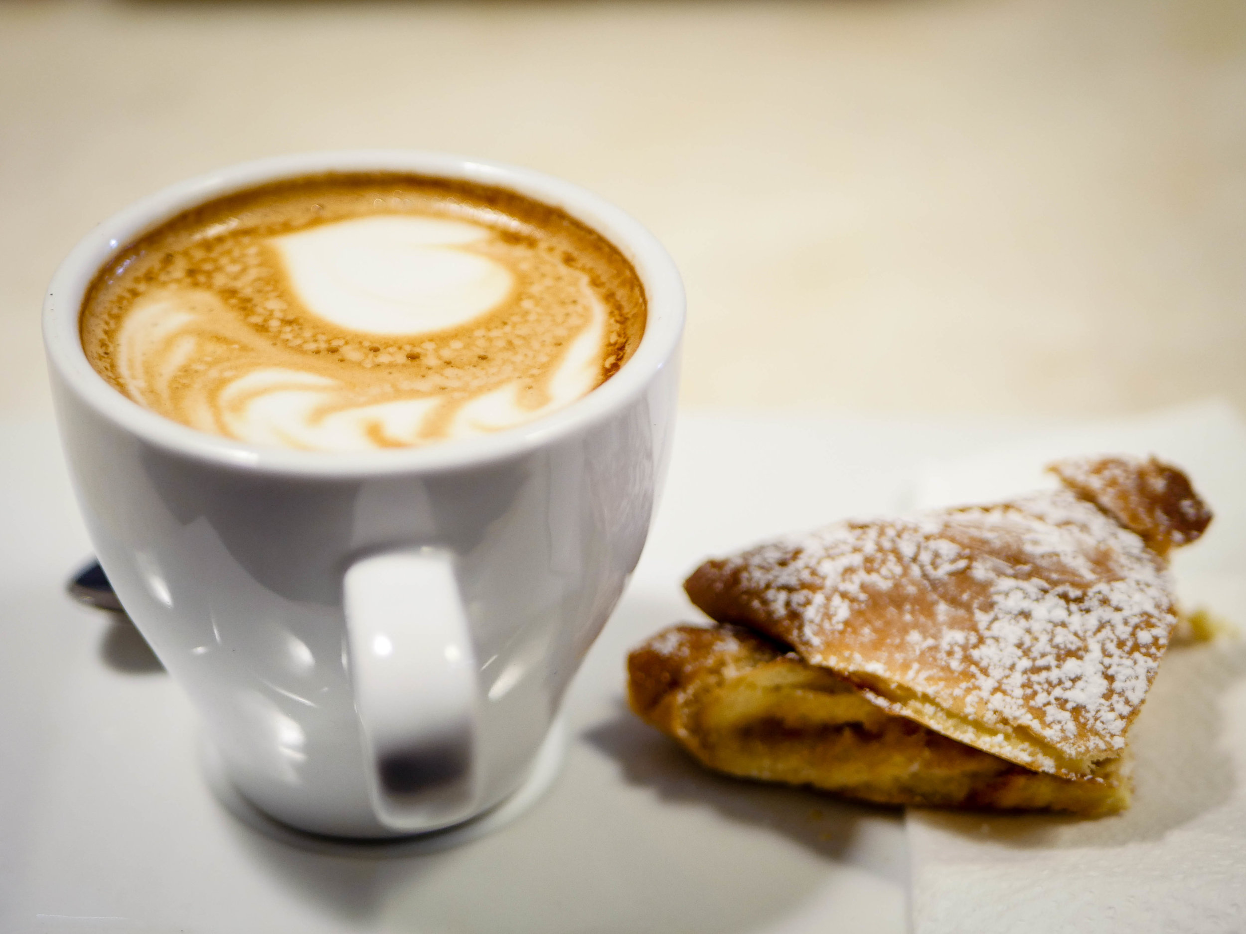 Latte and mallorca from Cafe Don Ruiz