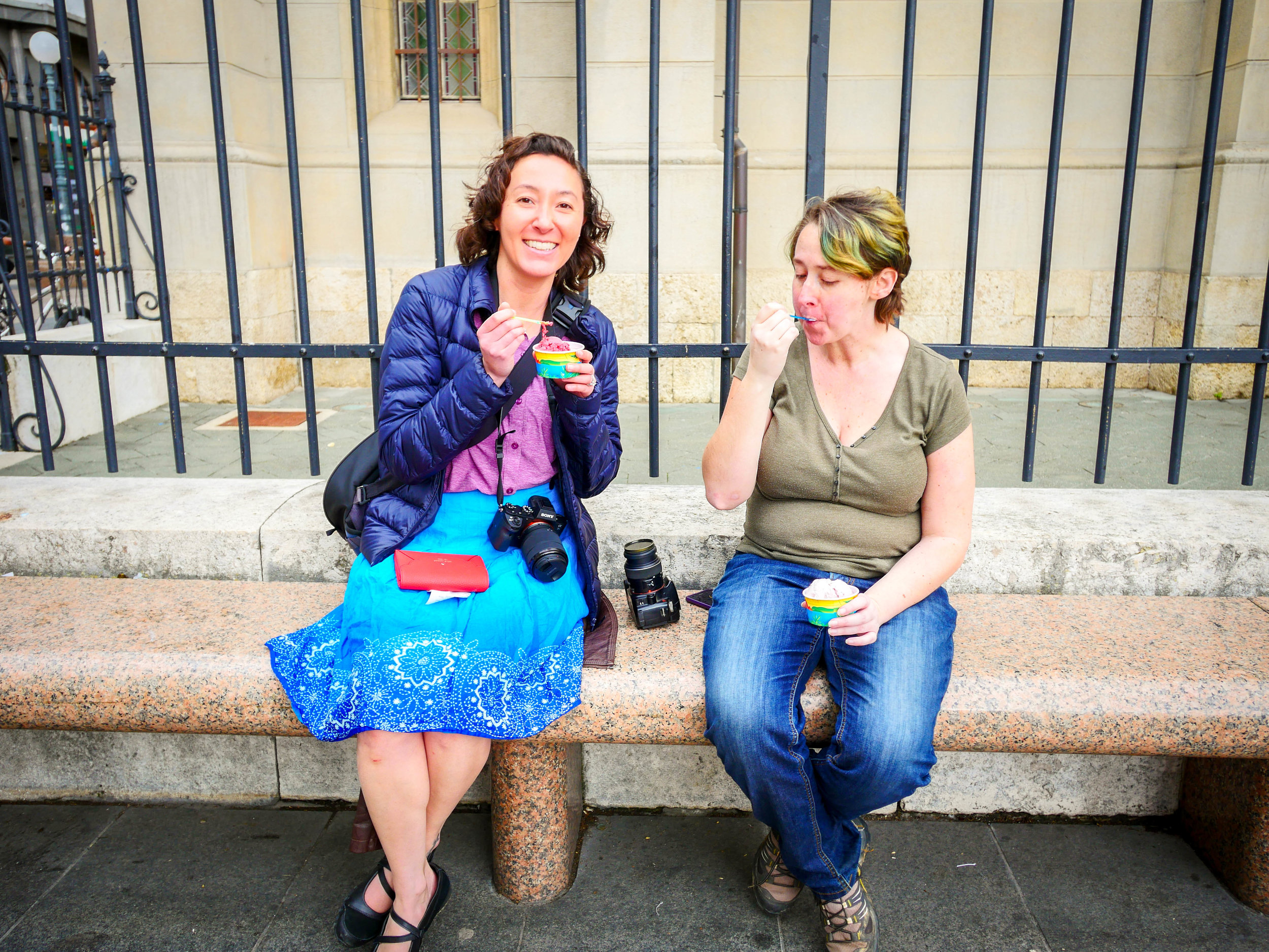 My friends enjoying their gelato.