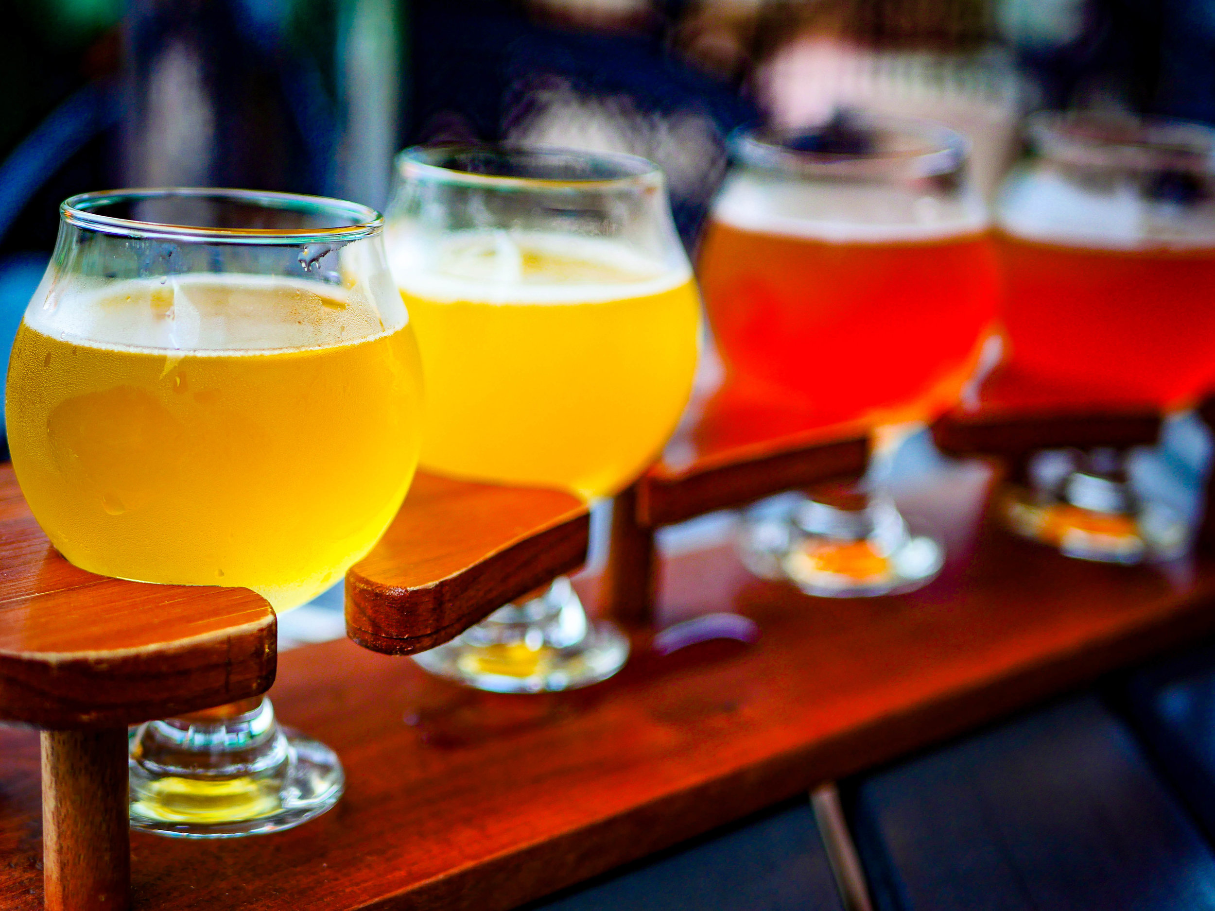 Beer flight from Brewery Vivant