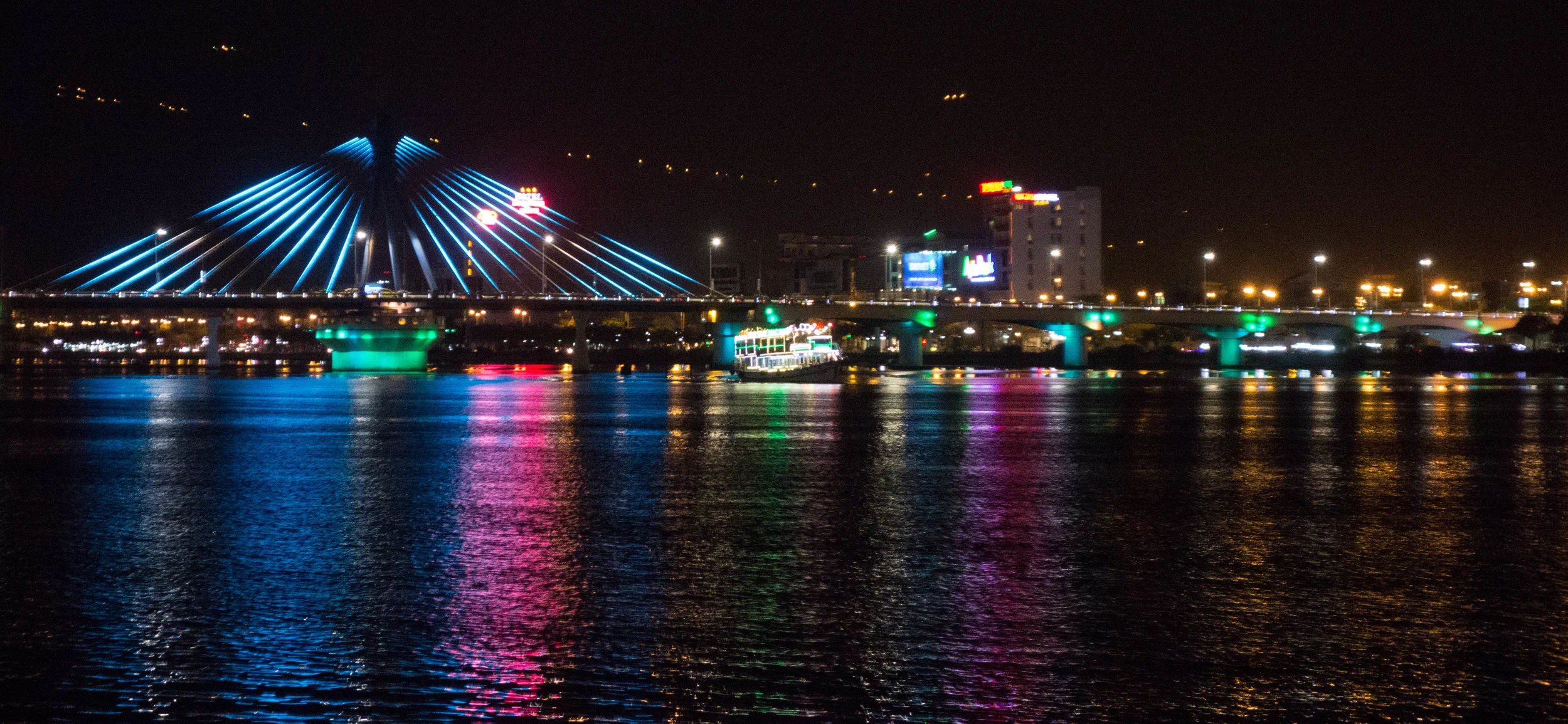 Neon on the Da Nang riverfront